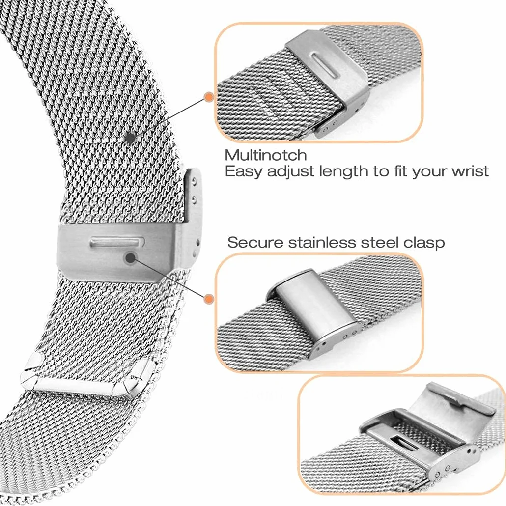 YOOSIDE Bransoletka do zegarka Garmin Venu 3S / Vivoactive 4S / Vivomove 3S / Venu 2S, stal nierdzewna, oczko metalowe, 18 mm, zapasowy pasek do Forerunner 255S / 265S