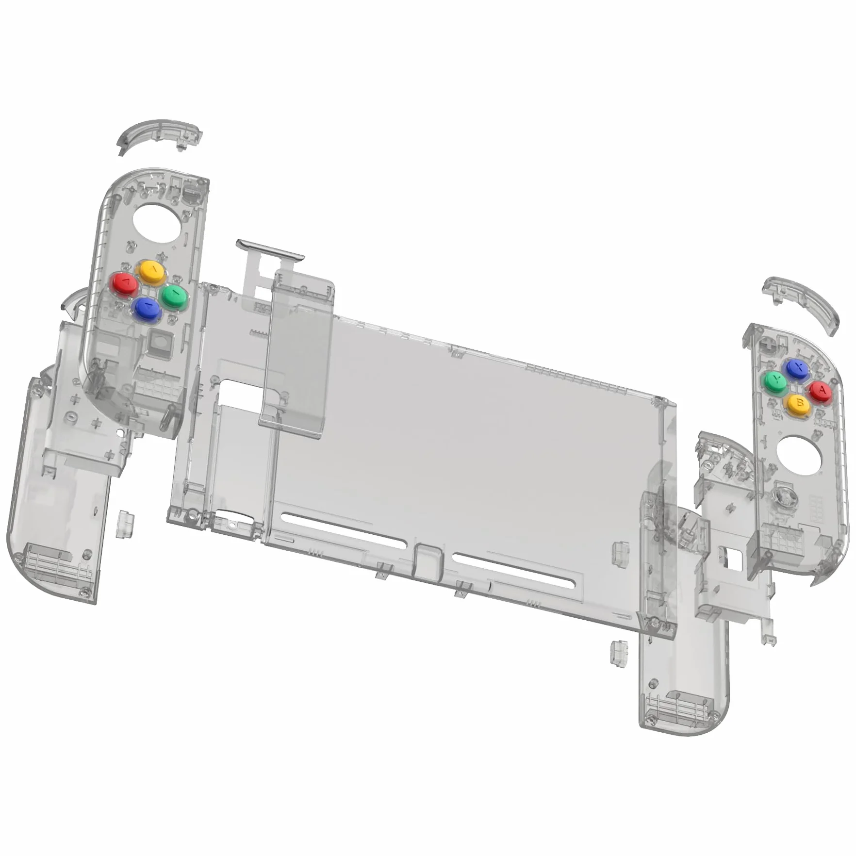 eXtremeRate Pełne etui na Switch Joycon Grip Cover Tylna obudowa Konsola Klawisze DIY Kolorowe przyciski Zamiennik Przezroczysty Czarny