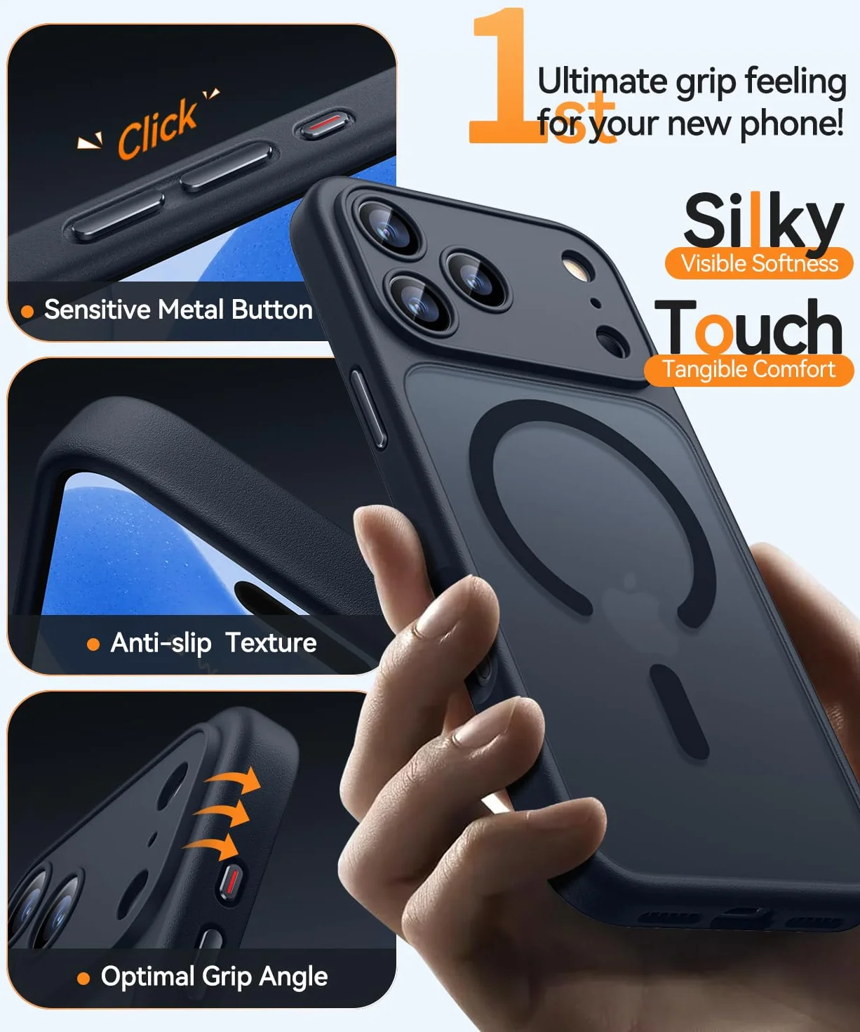CANSHN Magnetyczne Etui kompatybilne z iPhone 17 Pro z Pełną Ochroną Aparatu, Półprzezroczyste Matowe Wstrząsoodporne 6,3 cala - Czarny