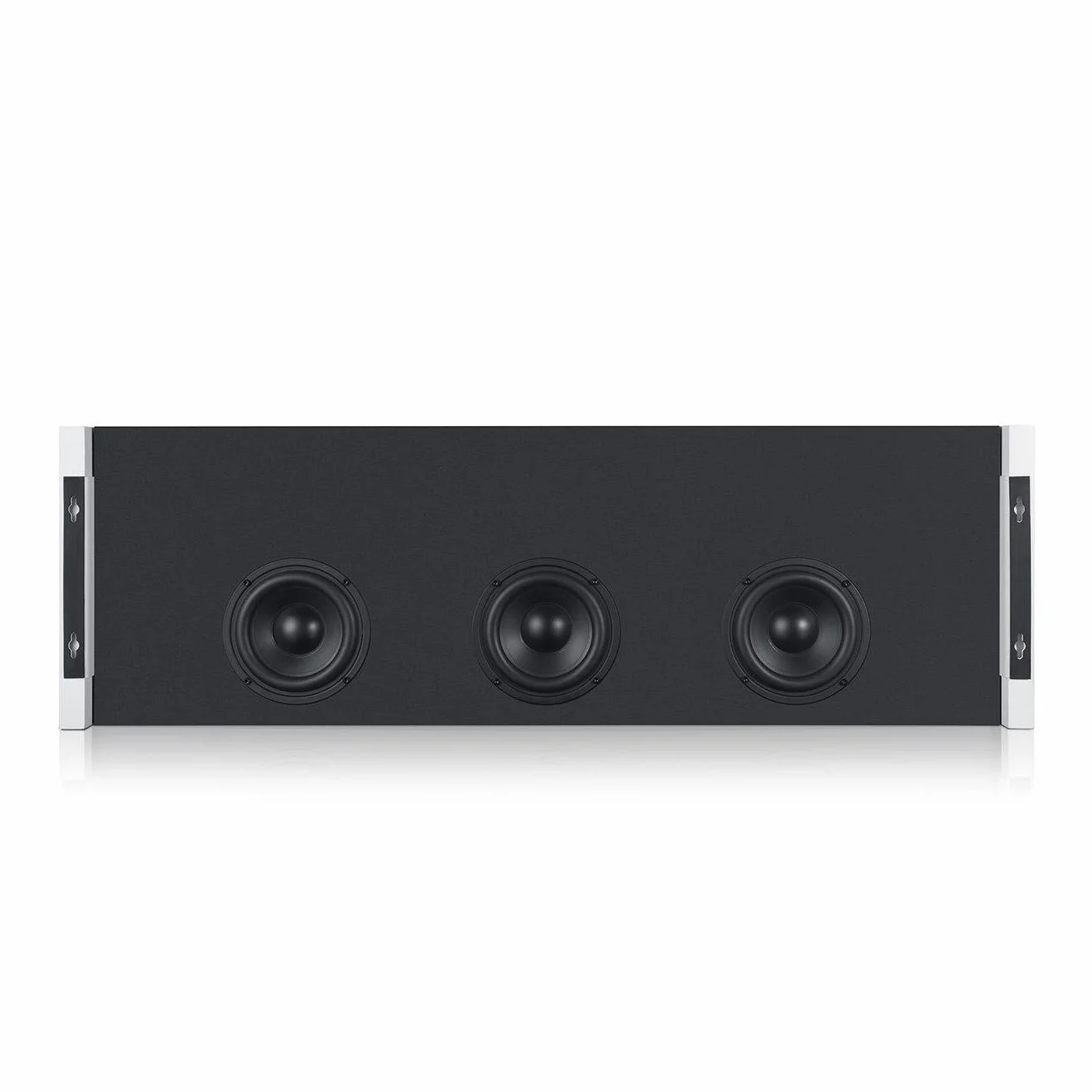 Płaski subwoofer Teufel T 4000 - zajmujący niewiele miejsca subwoofer aktywny, zasada downfire, mocne odtwarzanie basów, bass reflex - czarny