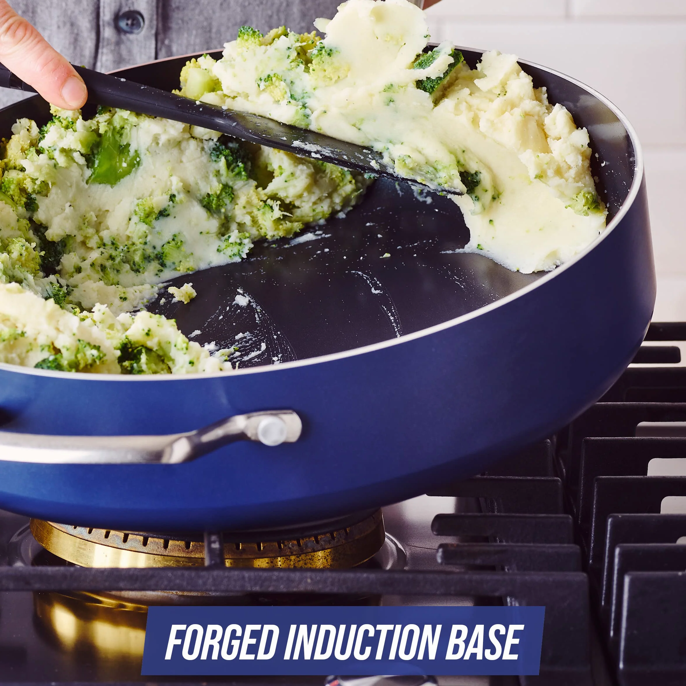 Blue Diamond Skillet with Lid, Non Stick Aluminium Pan - Induction & Oven Safe Cookware - 28 cm, Blue