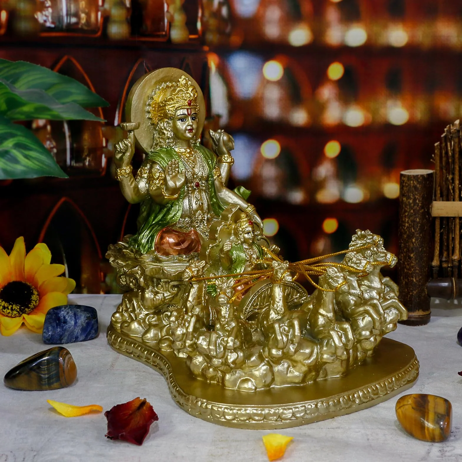 Hinduski bóg lord Surya słońce rzeźba - Indie religijne prezenty rękodzieło indijski bóg suryadev figurka hinduizm murti dom mandir świątynia Pooja przedmiot Diwali ślub powrót prezent Alatr joga wystrój pokoju