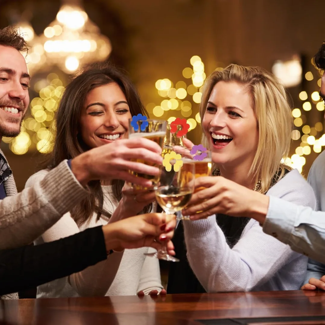 12 markerów do szkła, silikonowe, do kieliszków do wina i szampana, do koktajli, do martini, szklanek do picia
