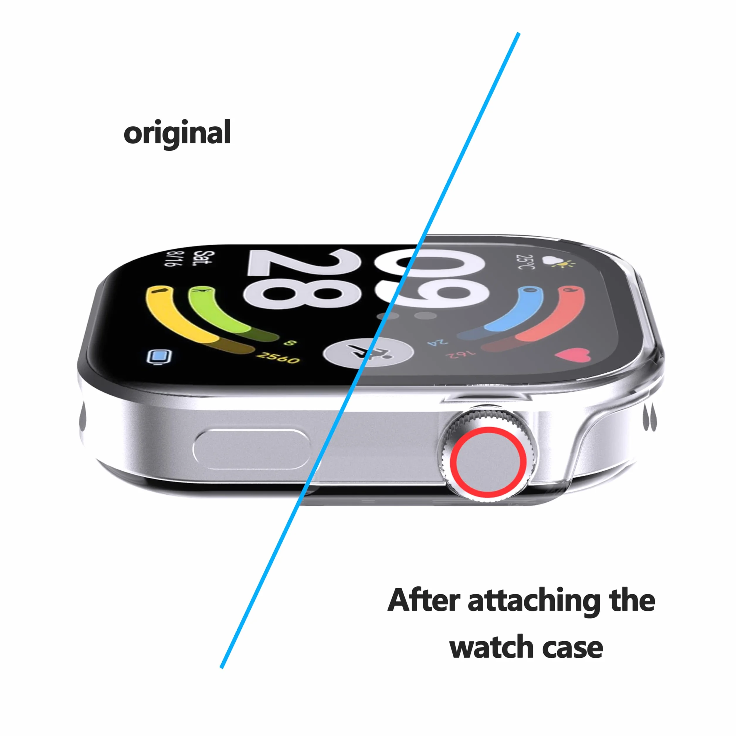 WFTE Etui do Redmi Watch 6 z osłoną ekranu ze szkła hartowanego, odporne na upadki, odporne na zarysowania, cienkie, twarde etui ochronne na cały korpus, odporne na wstrząsy i antypoślizgowe etui na