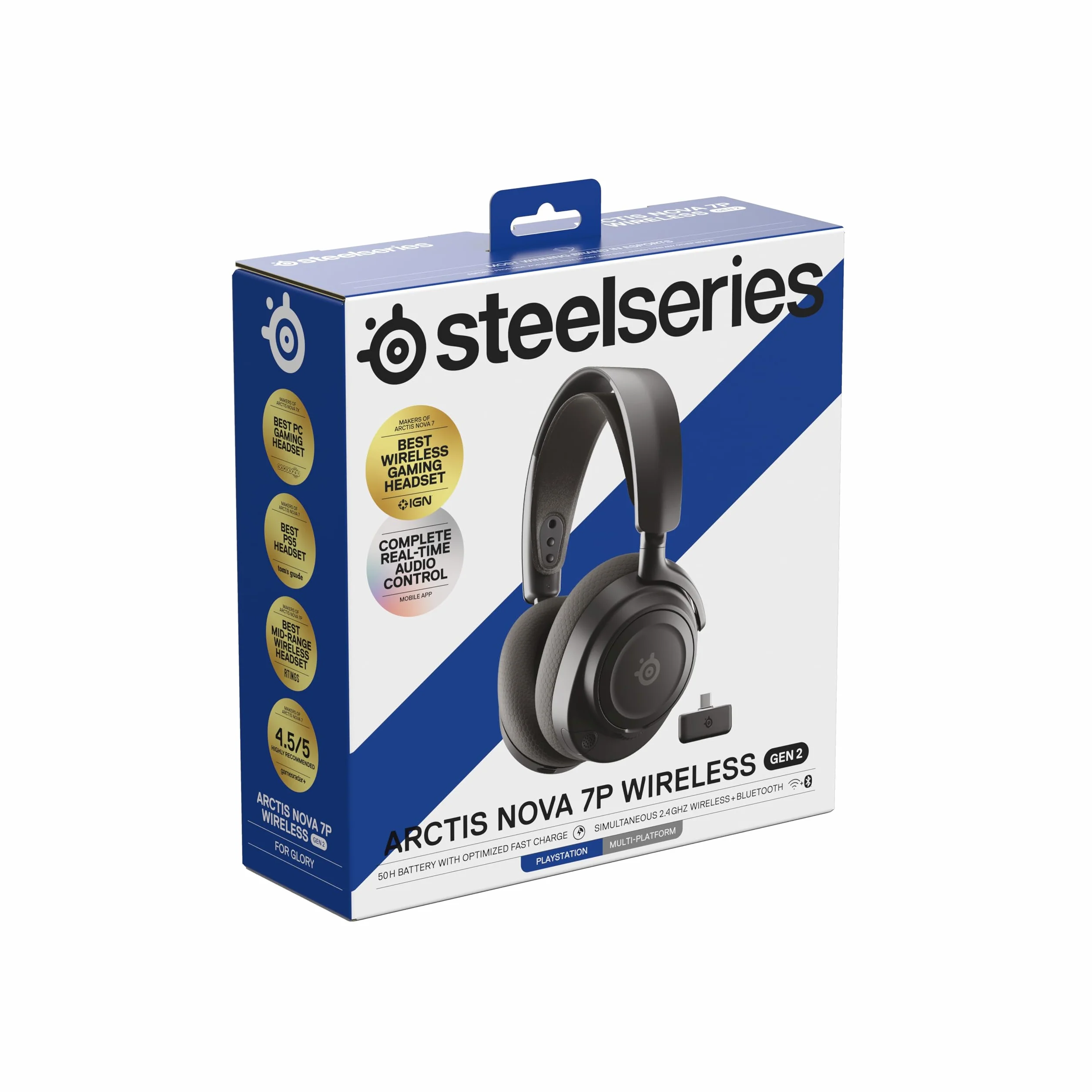 SteelSeries Arctis Nova 7P Wireless Gen 2 Gaming Headset 50H Battery Neodymium Drivers 2.4GHz/Bluetooth PS5 PC Switch Mobile