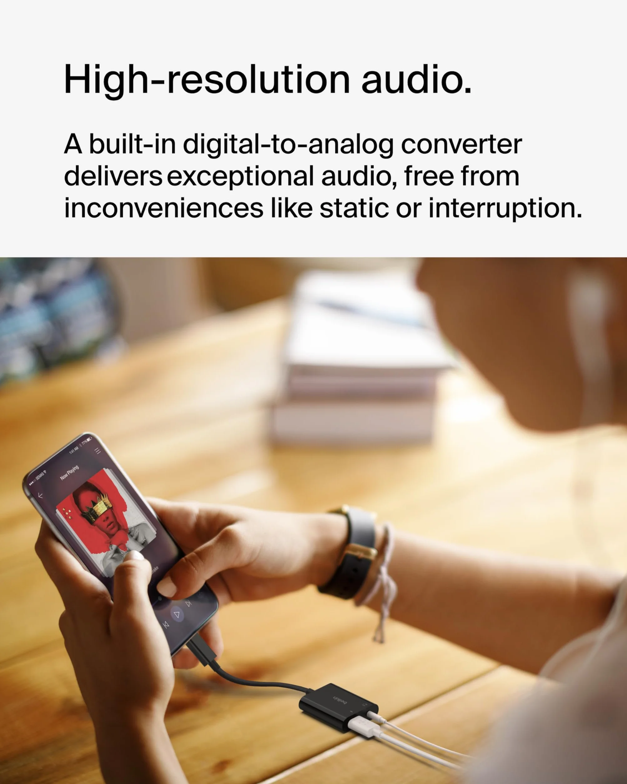 Belkin RockStar™ adapter audio 3,5 mm + USB-C® do ładowania, adapter słuchawkowy z USB-C 60 W, szybkie ładowanie do iPhone'a 15, iPada Pro, Galaxy, Note, Google Pixel, LG, Sony Xperia i innych