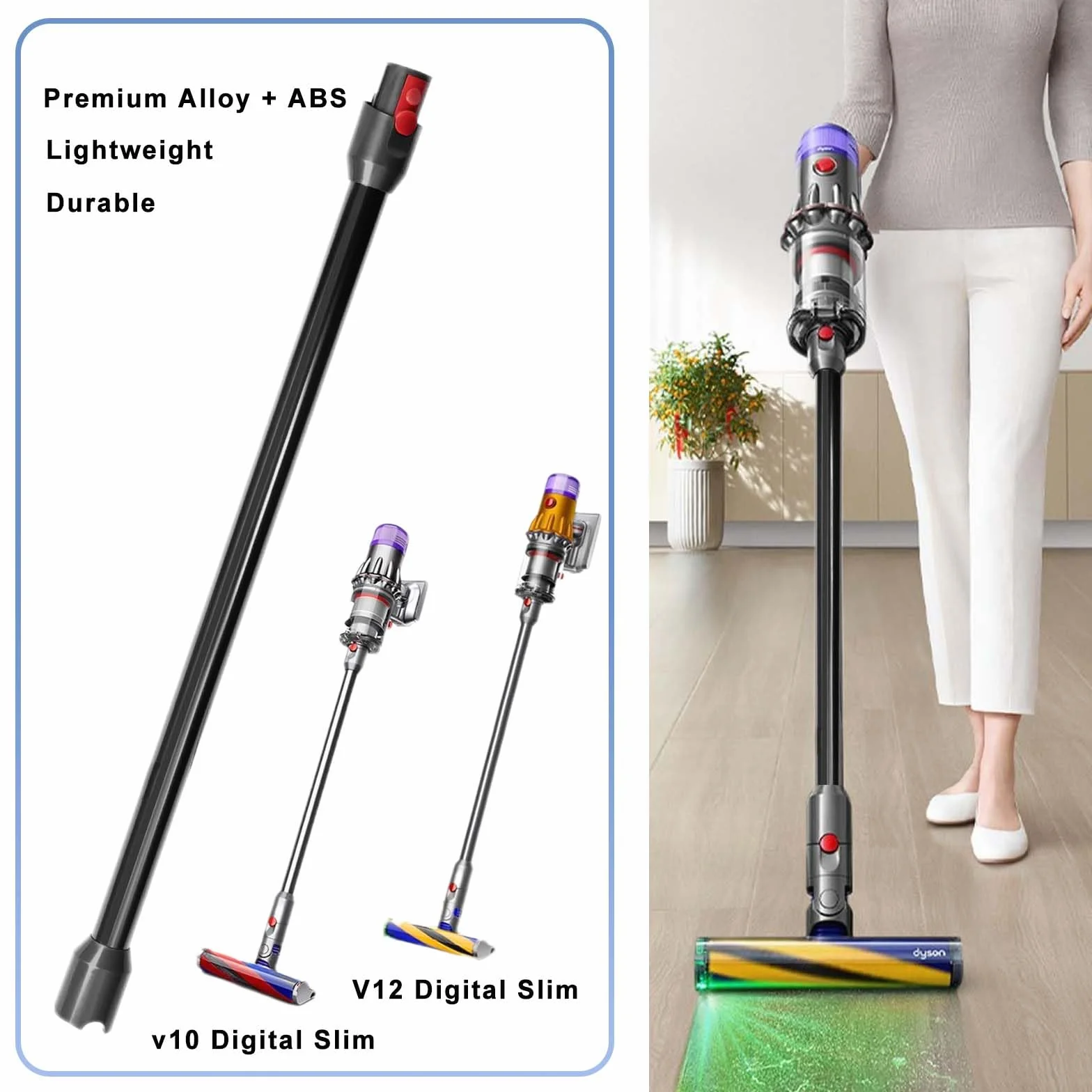 rura przedłużająca do odkurzacza Dyson V12 Detect Slim, zapasowa teleskopowa, wymienna do rury teleskopowej, szybkomocujący, drążek przedłużający