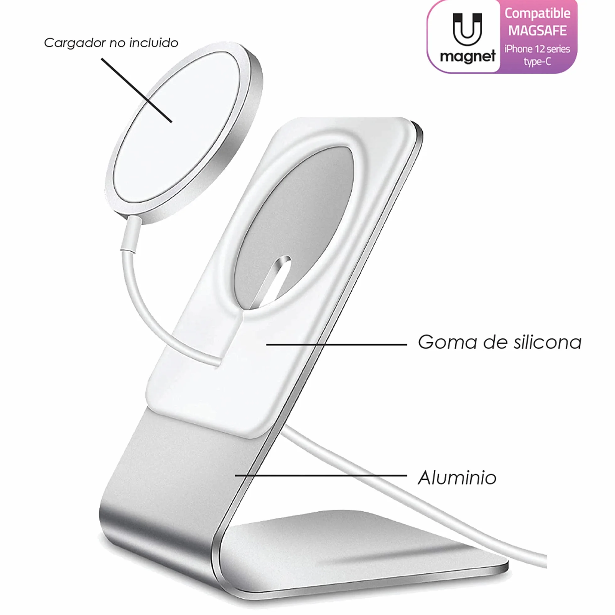 4-Ok Aluminiowy uchwyt kompatybilny z akcesoriami Magsafe i iPhone 12 Series
