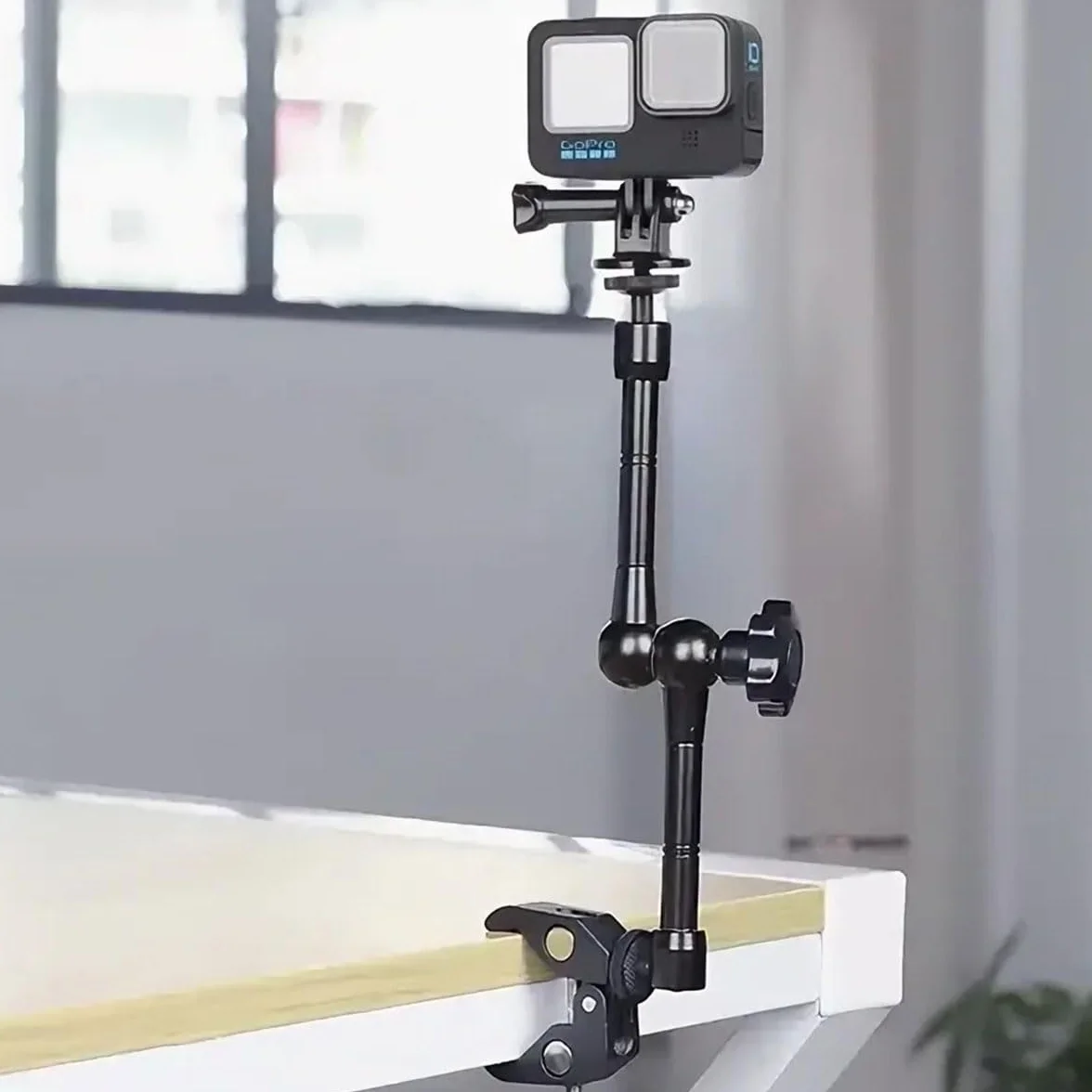 Comioke Przegub Magic Arm z Super Clamp, Magic Arm, ramię przegubowe, uchwyt na kamerę, zacisk z uchwytem na zimne buty 1/4", do monitora, światła LED, mikrofonu (11 cala)