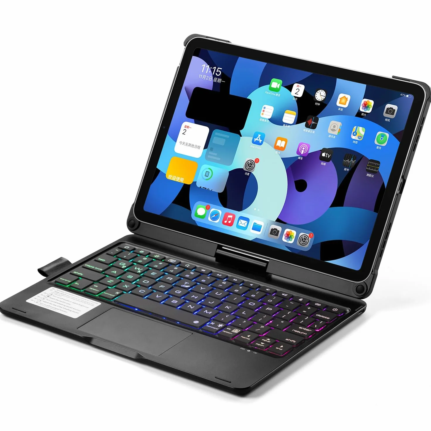 Etui z klawiaturą do iPada Air 4 | Air 5 | Air 11 cali (M2) | Air 11 cali (M3) | Air 11 cali (M4), obracany o 360 stopni touchpad, podświetlana klawiatura