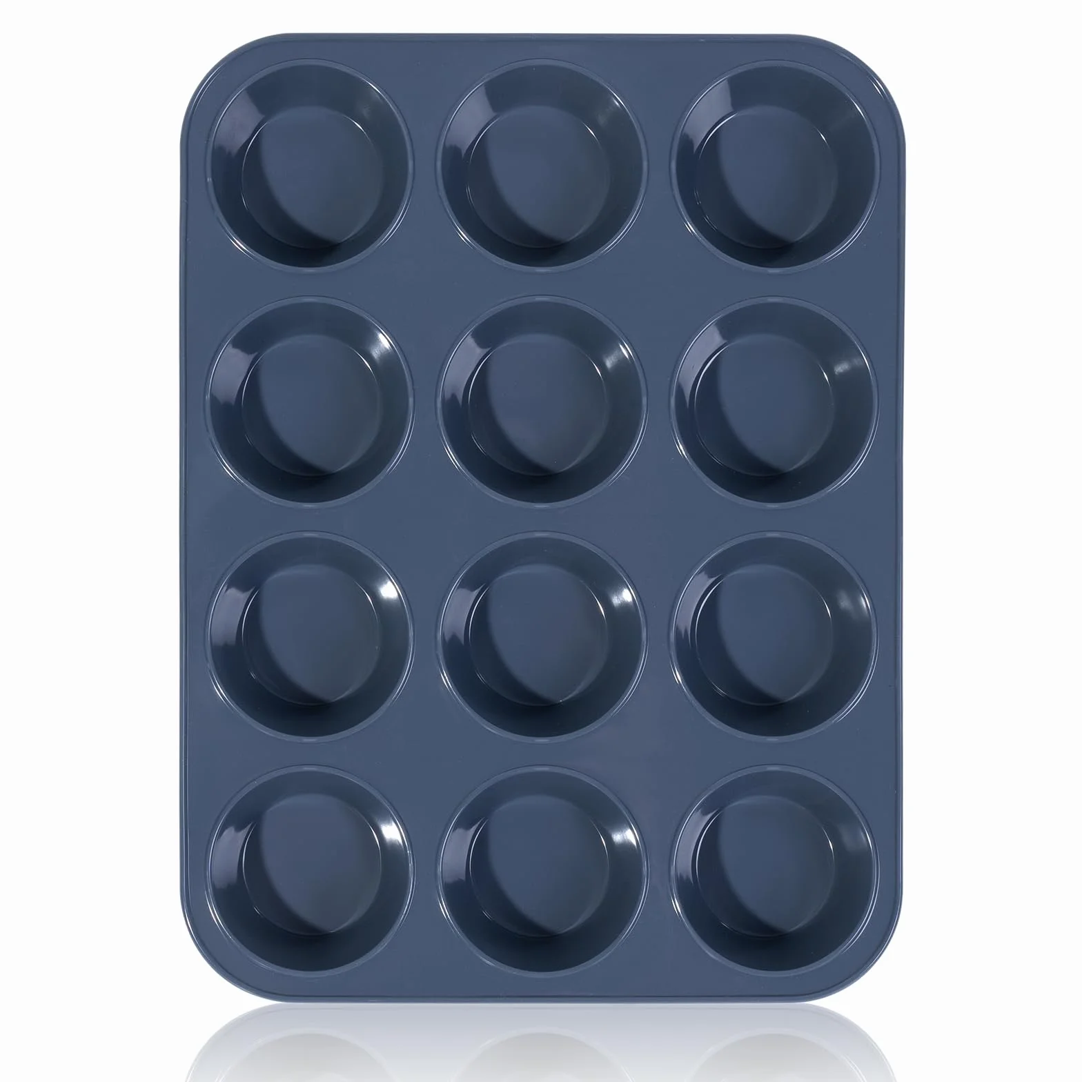SUPER KITCHEN Silikonowa Forma na 12 Muffinek i Babeczki, Nieprzywierająca do Pieczenia Budyniu Yorkshire, Wielokrotnego Użytku, 33x25x3cm (Szara)