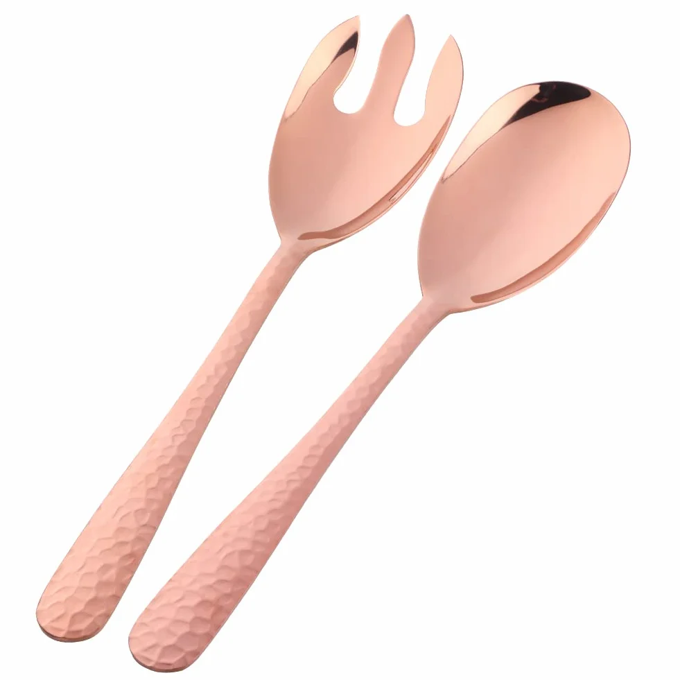 Zestaw do serwowania sałatek, RoseGold 2-częściowy zestaw, łyżka do sałatek i widelec do sałatek ze stali nierdzewnej