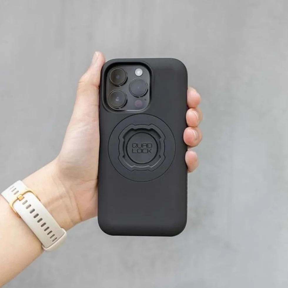Quad Lock Kierownica Motocyklowa Uchwyt Telefonu PRO Zestaw z Amortyzatorem Drgań i iPhone 15 Pro MAG Etui
