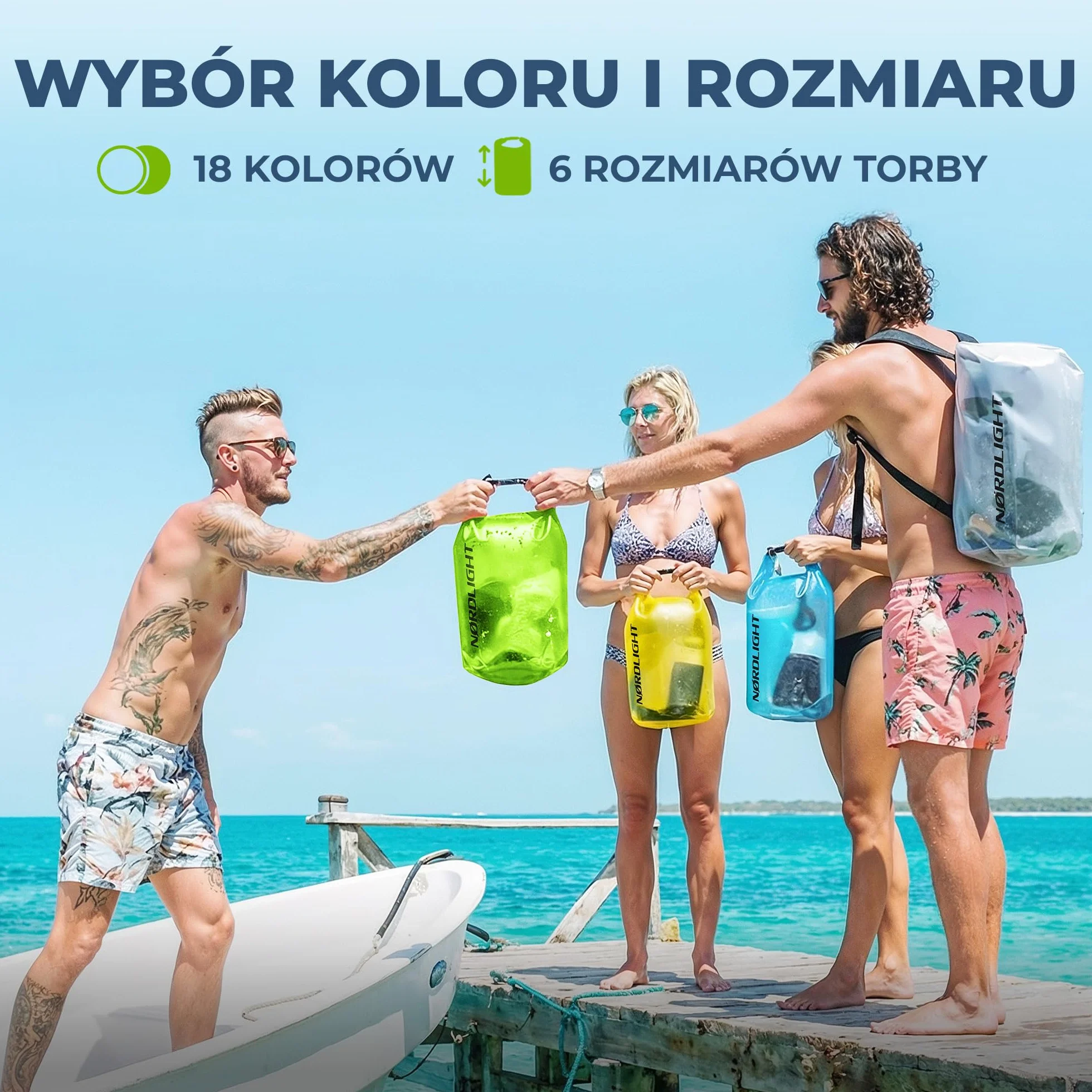 Nordlight Wodoodporna torba sucha Dry Bag 15L - (Biały) Zapięcie roll-top i pasek na ramię | Pływanie, kąpiele, plaża, spływy kajakowe, wiosłowanie na stojąco, nurkowanie