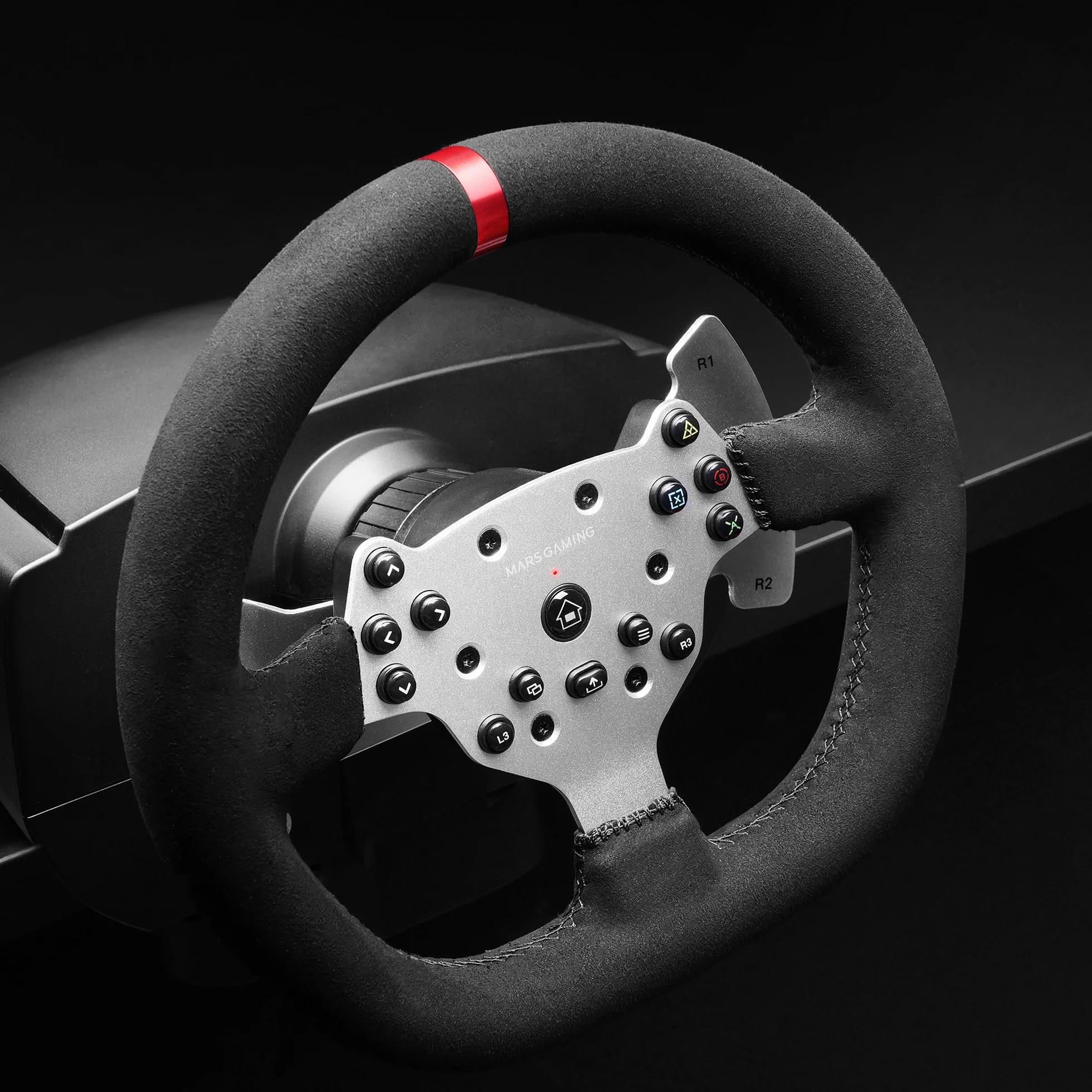 Mars Gaming MWH-RSX, Kierownica SimRacing z Force Feedback i Podwójnym Silnikiem, 3 Pedałów z Progresywnym Oporem, Dźwignia H- Shift i 12 Biegówi, 14 Konfigurowalnych Przycisków, Wieloplatformowa