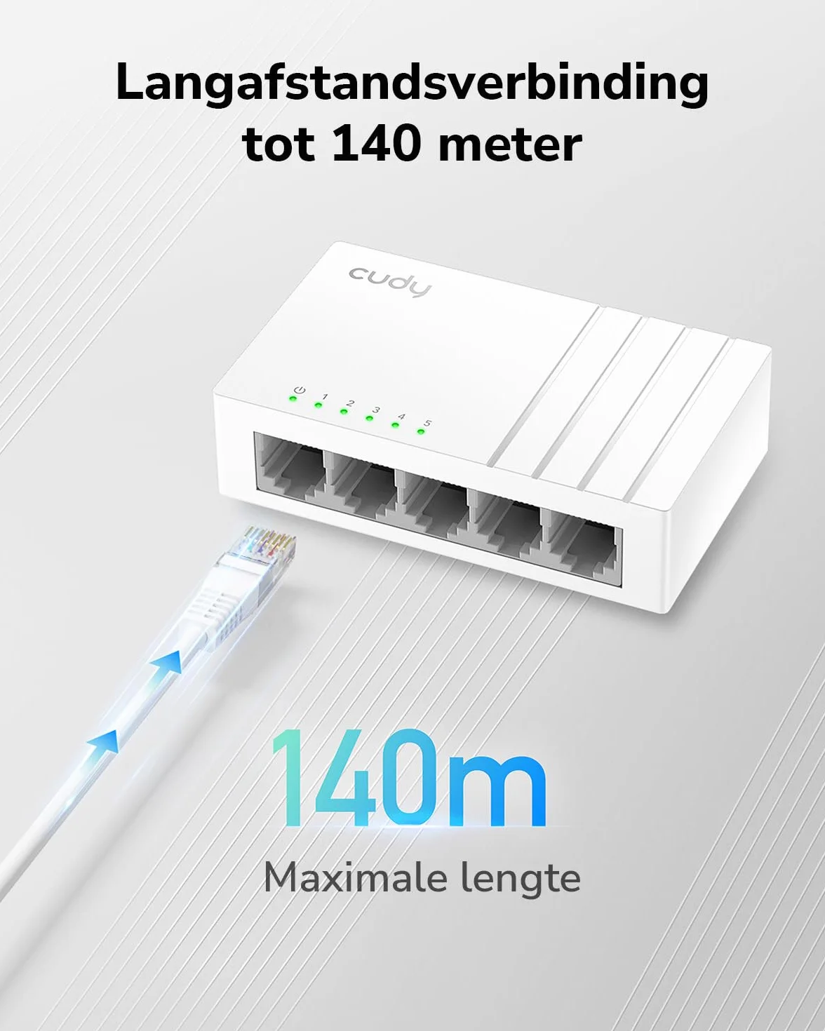 Cudy GS105U 5-portowy gigabitowy przełącznik Ethernet z gniazdem zasilania USB-C pulpit rozdzielacz Ethernet plastikowa obudowa nieekranowany przełącznik Plug & Play bez wentylatora niezarządzany