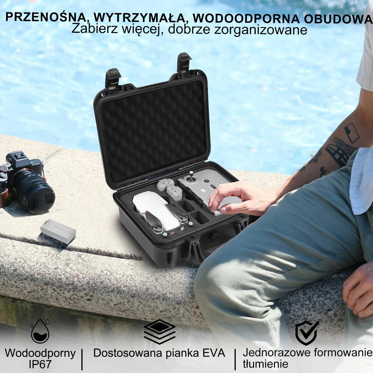 LEKUFEE Kompaktowa, przenośna, wodoszczelna torba do przenoszenia, walizka kompatybilna z dronem DJI Mavic Mini 2 i akcesoriami Mavic Mini 2 (mini 2 drony i akcesoria nie wchodzą w zakres dostawy),