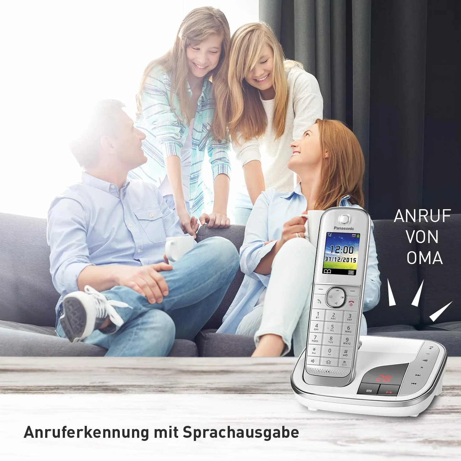 Panasonic KX-TGJ322GW telefon rodzinny z automatyczną sekretarką (telefon bezprzewodowy DUO, niski poziom promieniowania, ochrona przed połączeniami, stacja bazowa DECT) biały