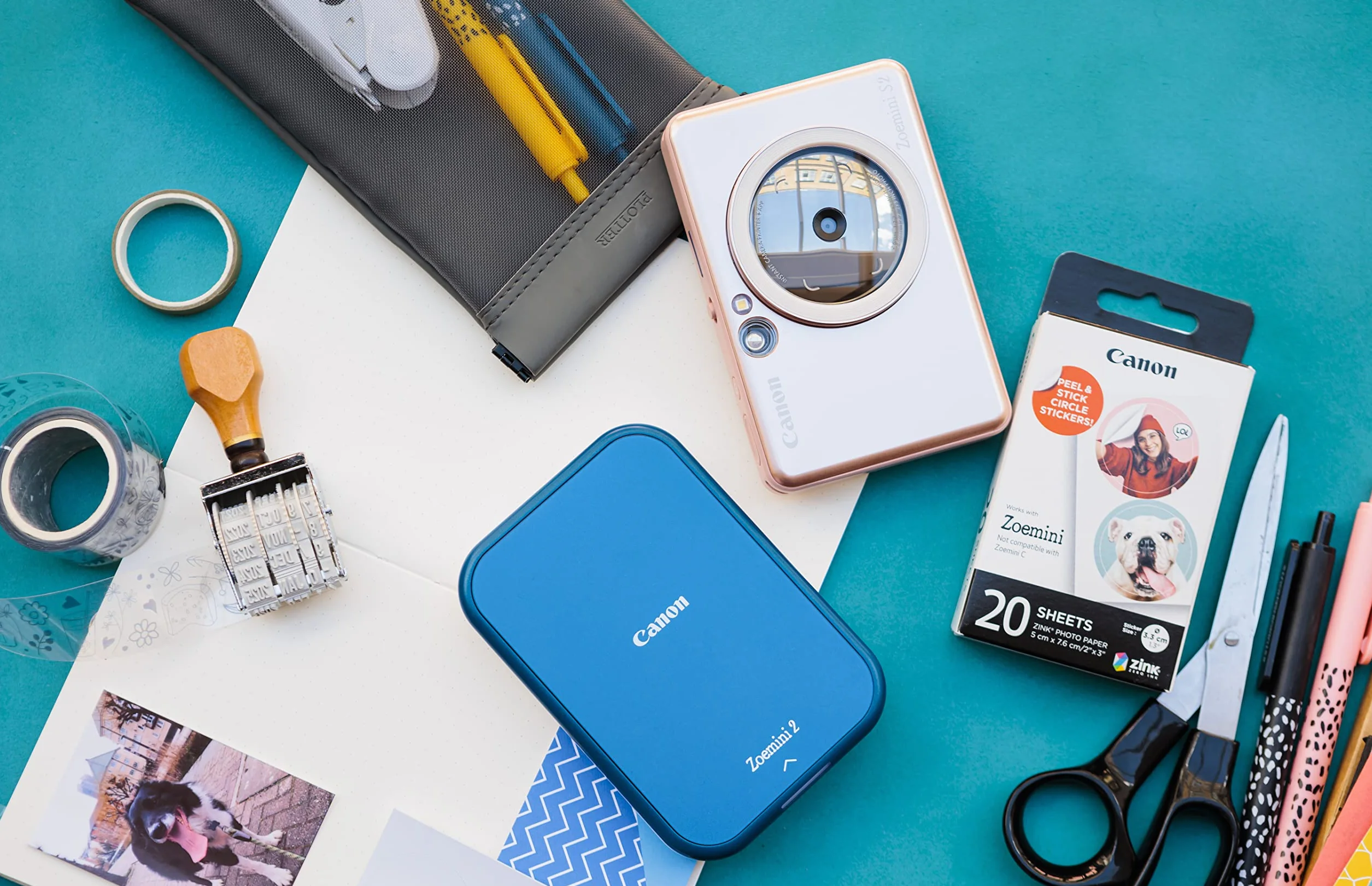 Canon Zestaw do drukowania Zoemini 2: Uchwyć i twórz w dowolnym miejscu - kompaktowa przenośna drukarka fotograficzna - Bluetooth 5.0 - szybkie ładowanie USB-C do przygód w podróży, perłowa biel
