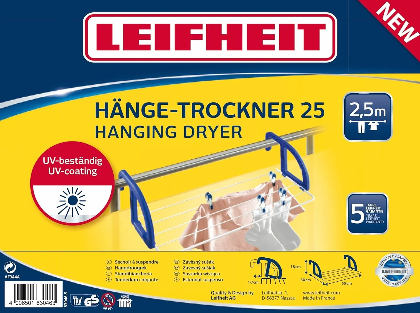 Leifheit Suszarka wisząca Classic 25 2,5 m linka do prania