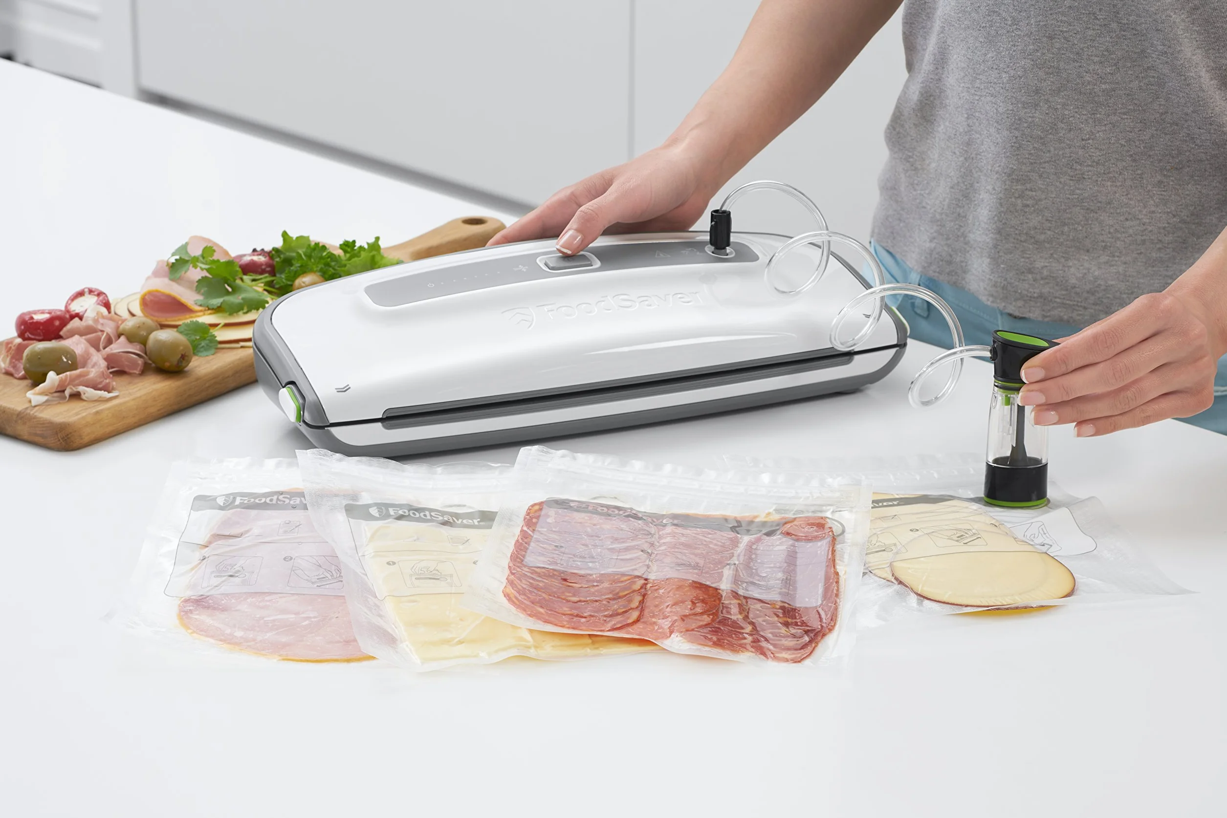 FoodSaver zgrzewarka próżniowa do żywności z kontrolkami postępu pracy, pakowarka próżniowa FFS014X