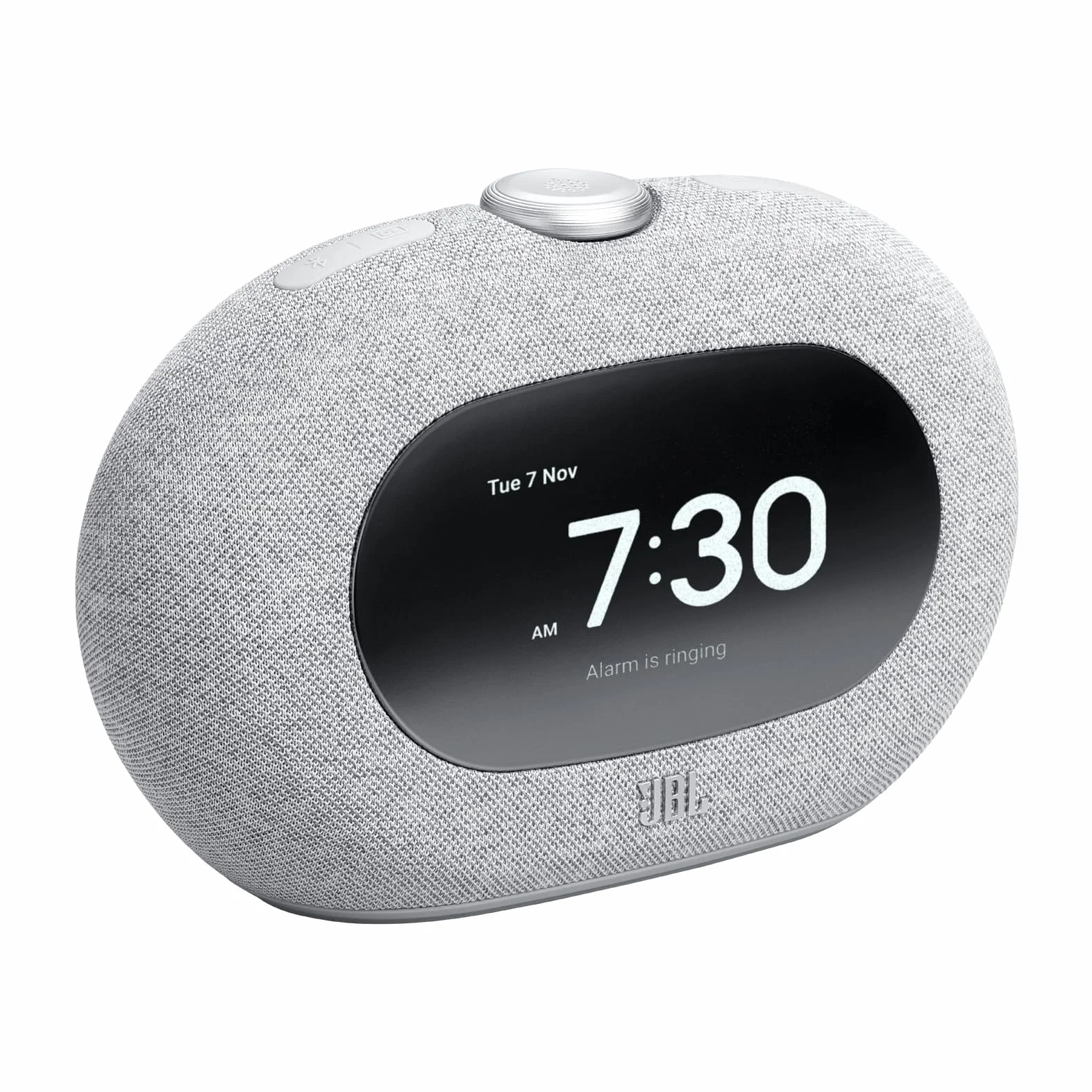 JBL Horizon 3, głośnik Bluetooth z zegarem i radiem DAB+/FM, alarm z efektem wschodu słońca, ładowanie przez USB-C, akumulator i zasilanie sieciowe, dźwięk JBL Pro, szary