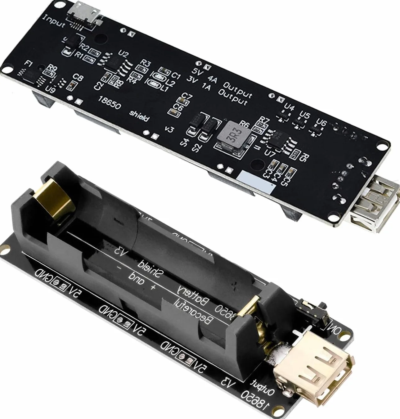 3 sztuki baterii 18650 Expansion Shield V3 micro USB, obsługuje micro 5 V/2 A, 3 V/1 A, wyjście V3 z kablem kompatybilny z Arduino, Raspberry Pi, Wemos.