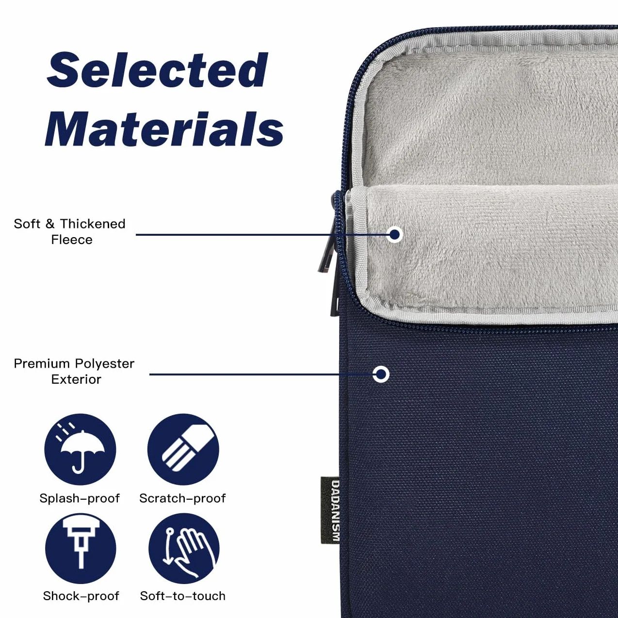Dadanism 9-11 Inch Tablet Sleeve Bag Carrying Case for iPad (A16) 11th Gen 11", iPad 10th Gen 10.9" Air 5/4, i-Pad Air/Pro 11", i-Pad 9/8/7th 10.2", Galaxy Tab A9+ Plus 11"/S9 FE, Tab M11 11", Indigo