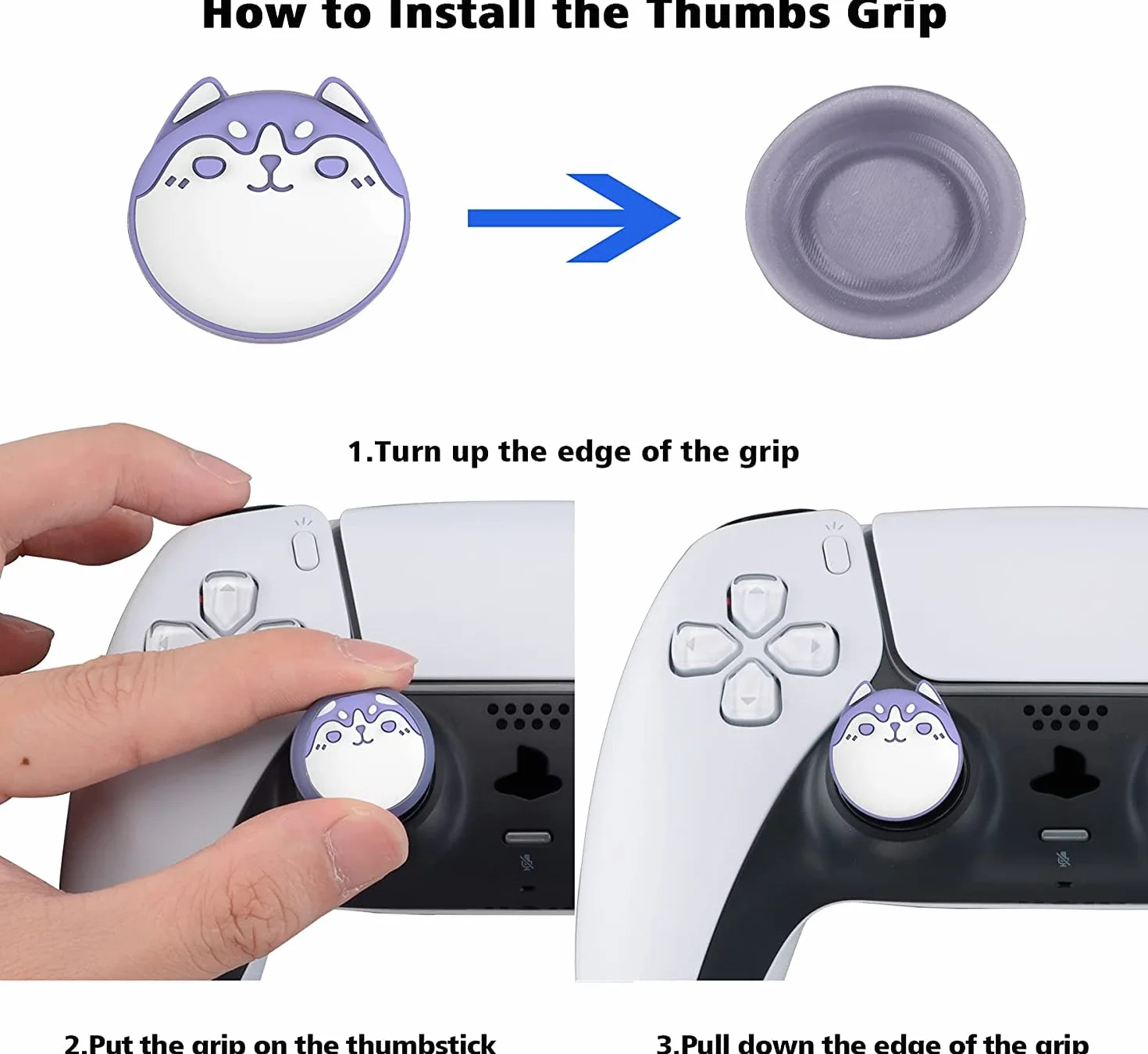 PlayVital 4PCS Thumb Grip Caps do ps5 Controller Nakładki na kciuk do ps4,Analogowa Osłona Sztyftu kompatybilny z Xbox Series X/S,Uchwytami na Kciuki do Switch Pro-Jasny Fiolet