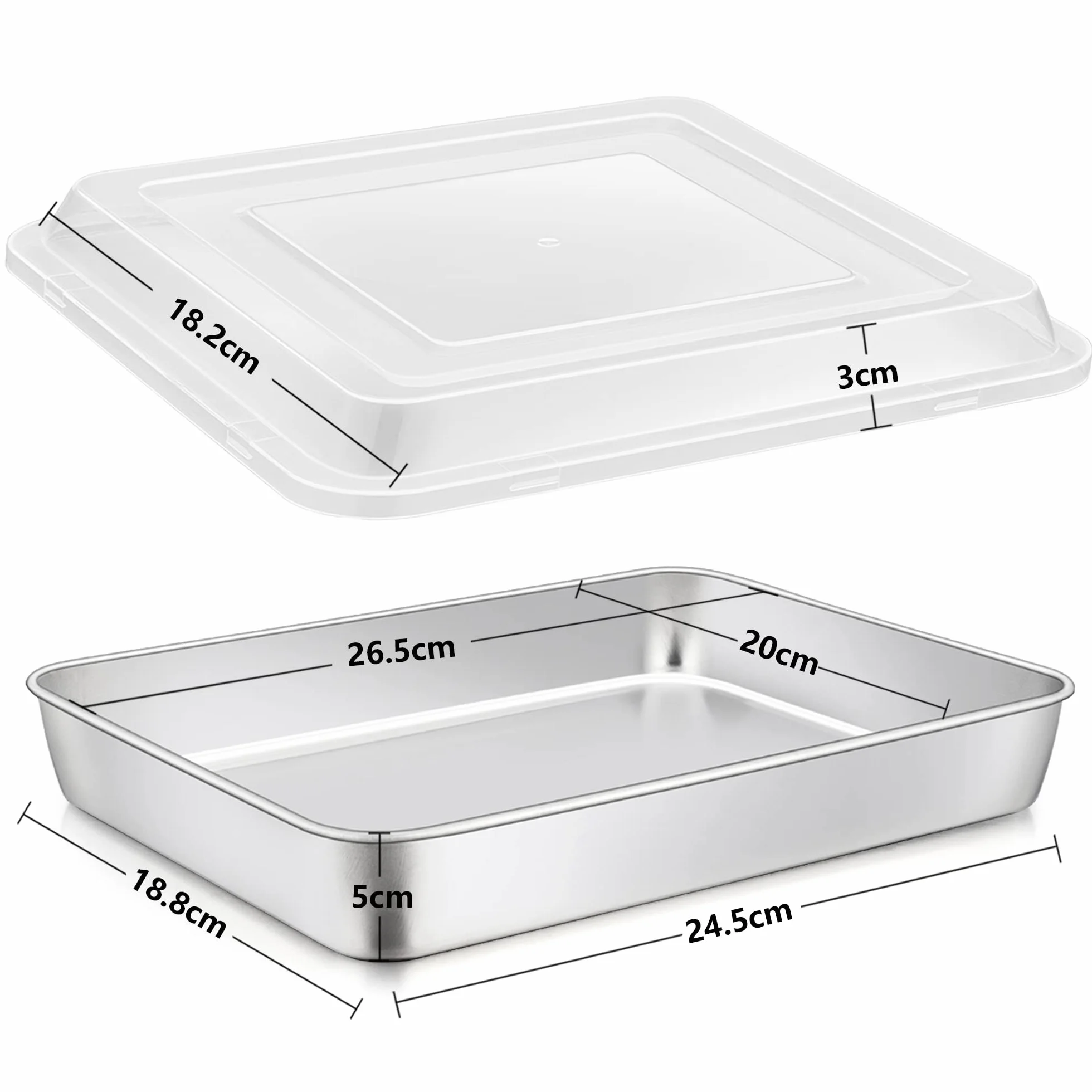 Joyfair Stainless Steel Baking Pan z pokrywą 26.5x20x5cm Prostokątny