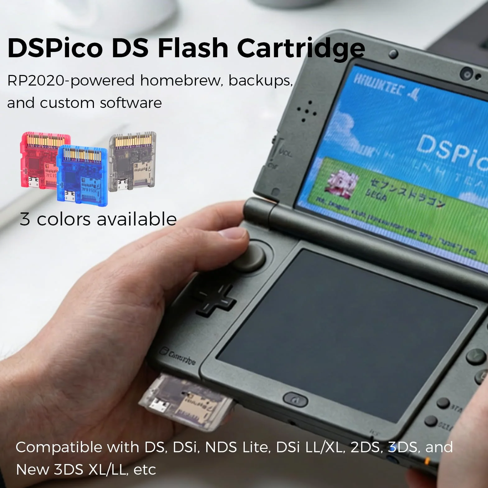 Karta Flash DSPico DS do NDS DSi 3DS 2DS, Zasilana Przez MCU RP2040, kartridż z grą Open Source do Aktualizacji R4 z 6MB/s, Trybem DS i obsługą Programu Uruchamiającego Pico (Przezroczysta