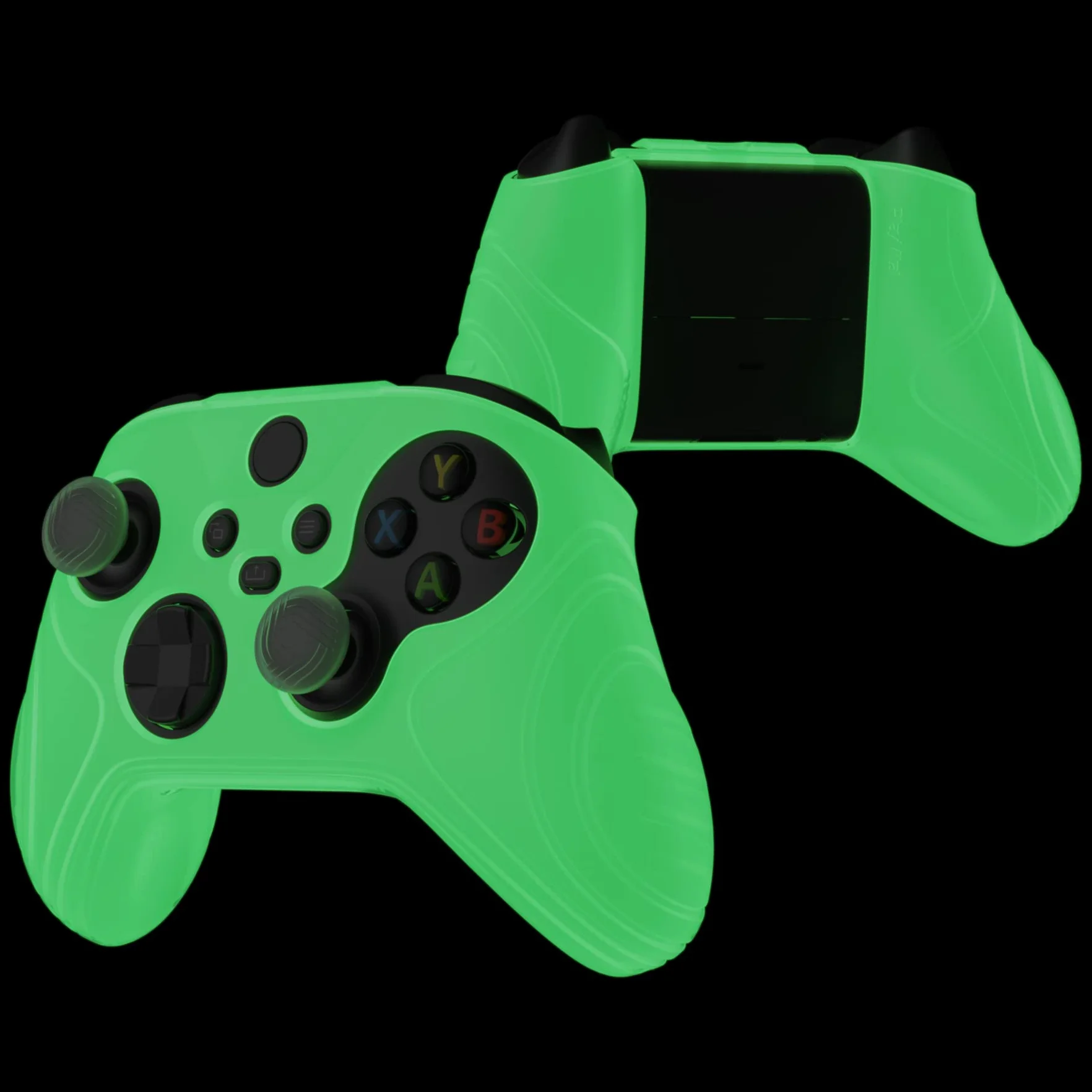 eXtremeRate PlayVital Antypoślizgowe Gumowe Pokrowiec Ochronny do Xbox Series X S z Nakładkami na Kciuki,Protective Case do Xbox Series X S Kontrolera,Silikonowe Etui Skóry-Zielony