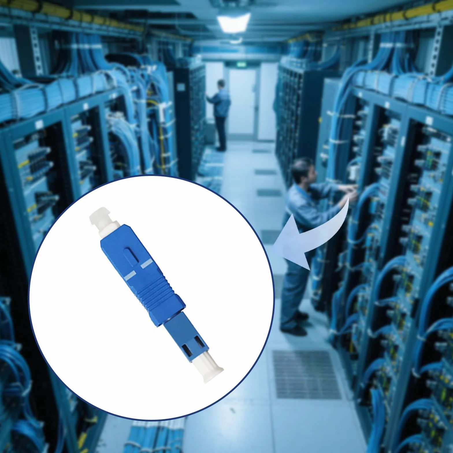 Adapter z włókna szklanego – 2 wtyczki SC na złącze LC, konwerter do FritzBox, modemu i puszki przyłączeniowej, kompatybilny z LC/SC APC