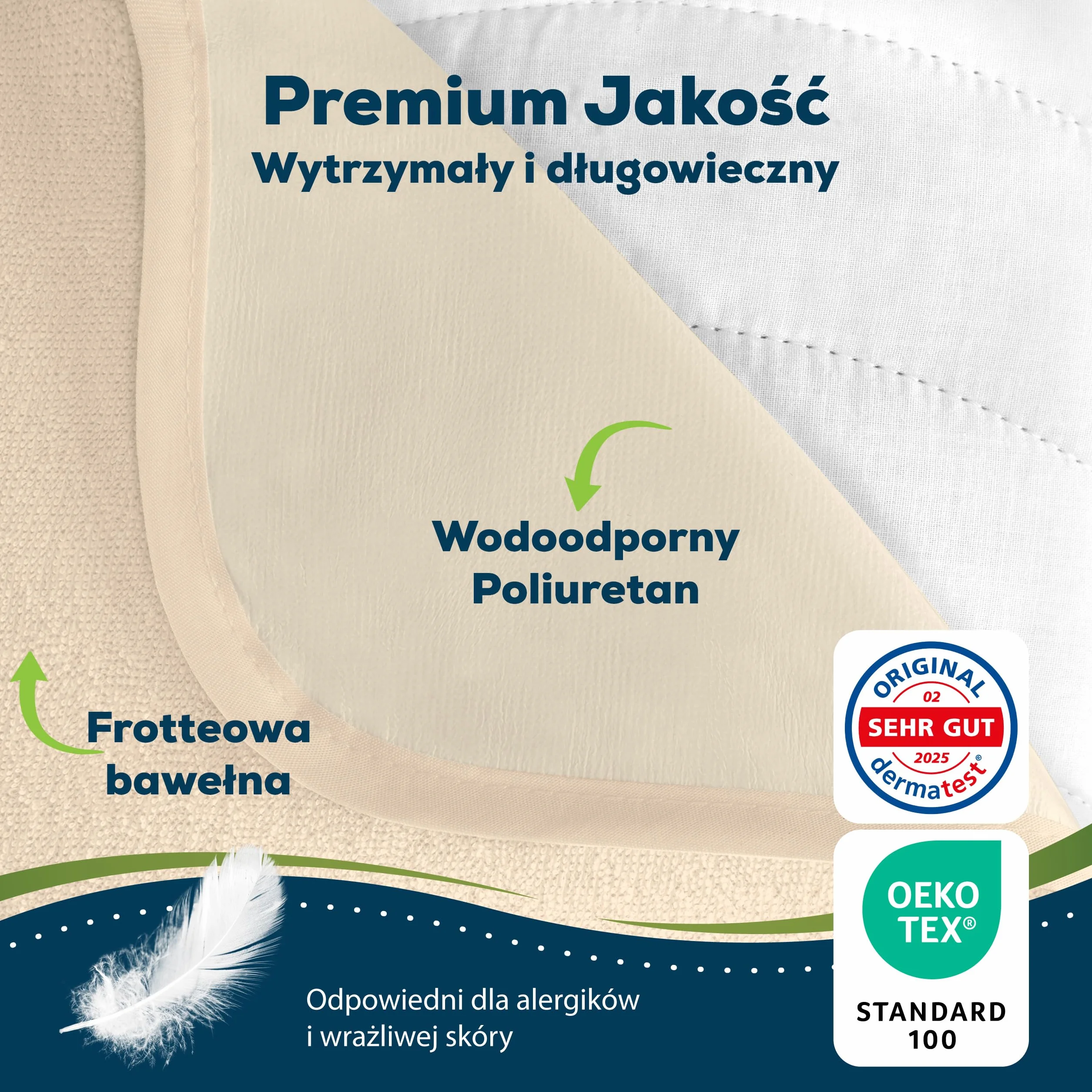 Sensalou – wodoodporny ochraniacz na materac 50 x 90 cm, beżowy – łóżeczka dziecięce, oddychający ochraniacz z frotte z elastycznymi narożnikami, cicha, miękka powłoka, można prać w temperaturze 95°C