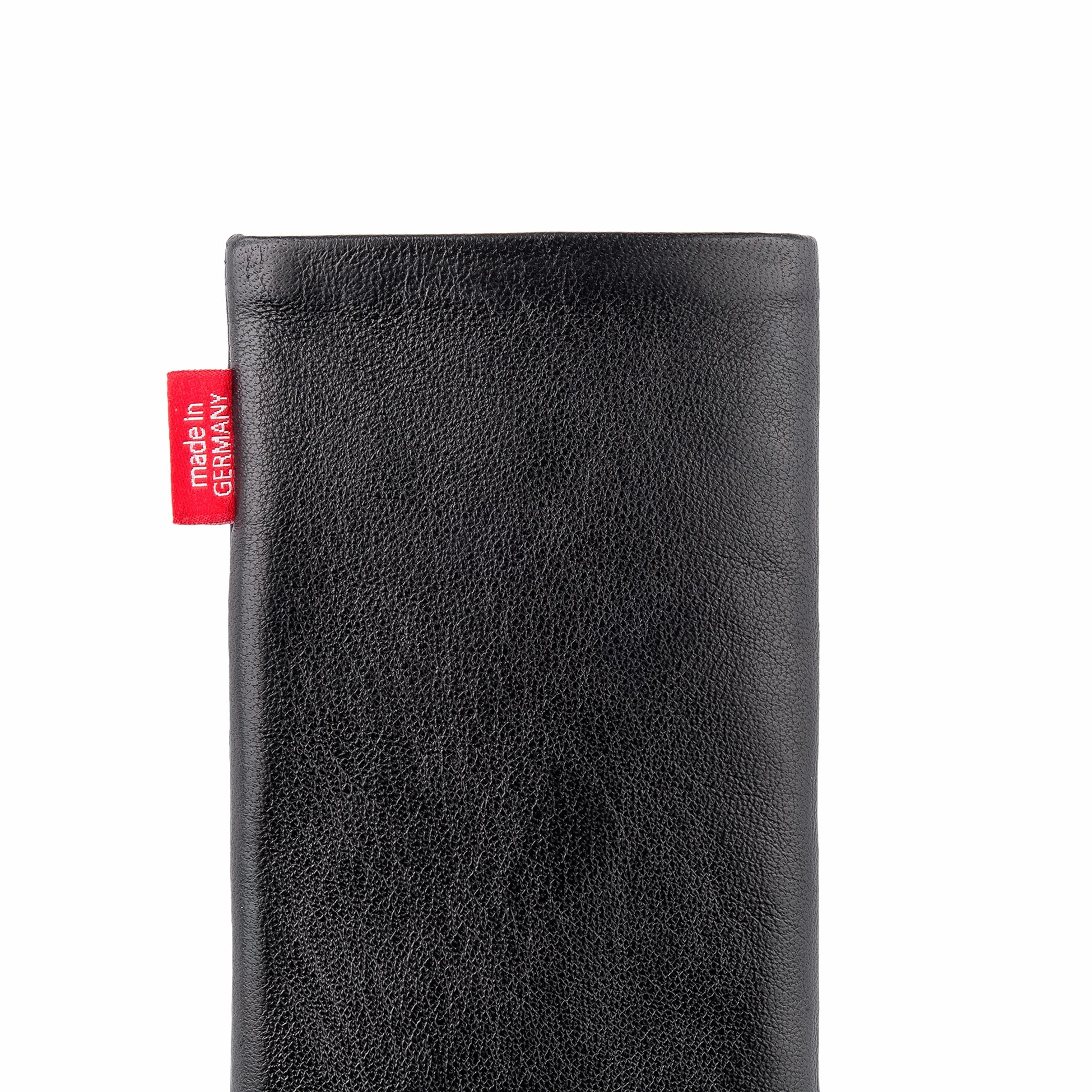 fitBAG Beat Black Custom Tailored Sleeve do Honor Magic V2 | Made in Germany | Etui z delikatnej skóry nappa z wyściółką z mikrofibry do czyszczenia wyświetlacza