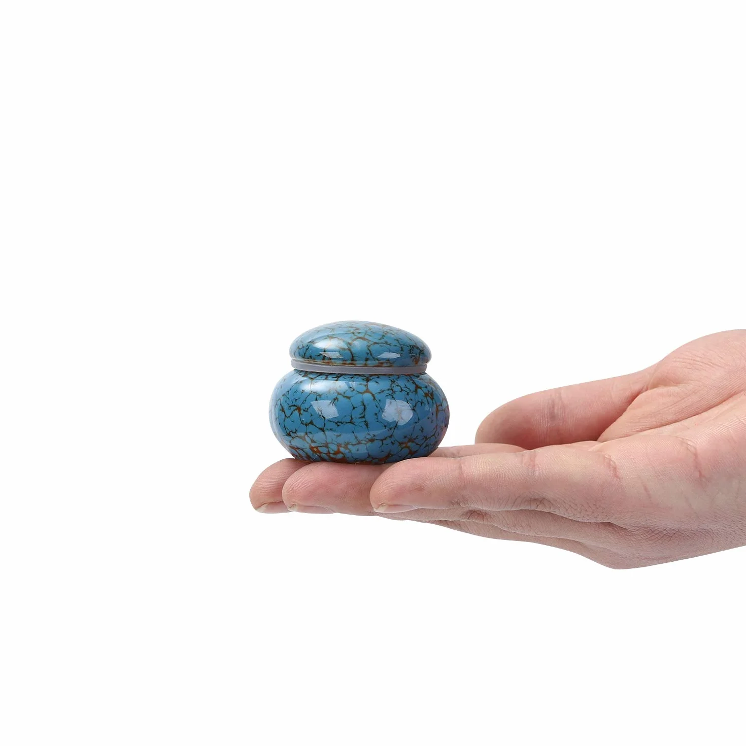 Urna na Prochy Ceramiczna 4 cm Ręcznie Wykonana Niebieska Zielona