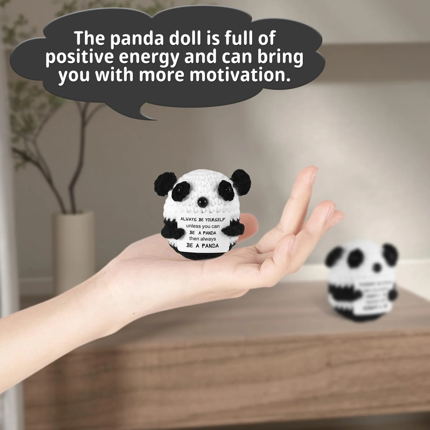 Panda 6.5cm Dzianinowa Zabawka Panda z Kartą Zachęty Urocza Wsparcie Emocjonalne Lalka Panda