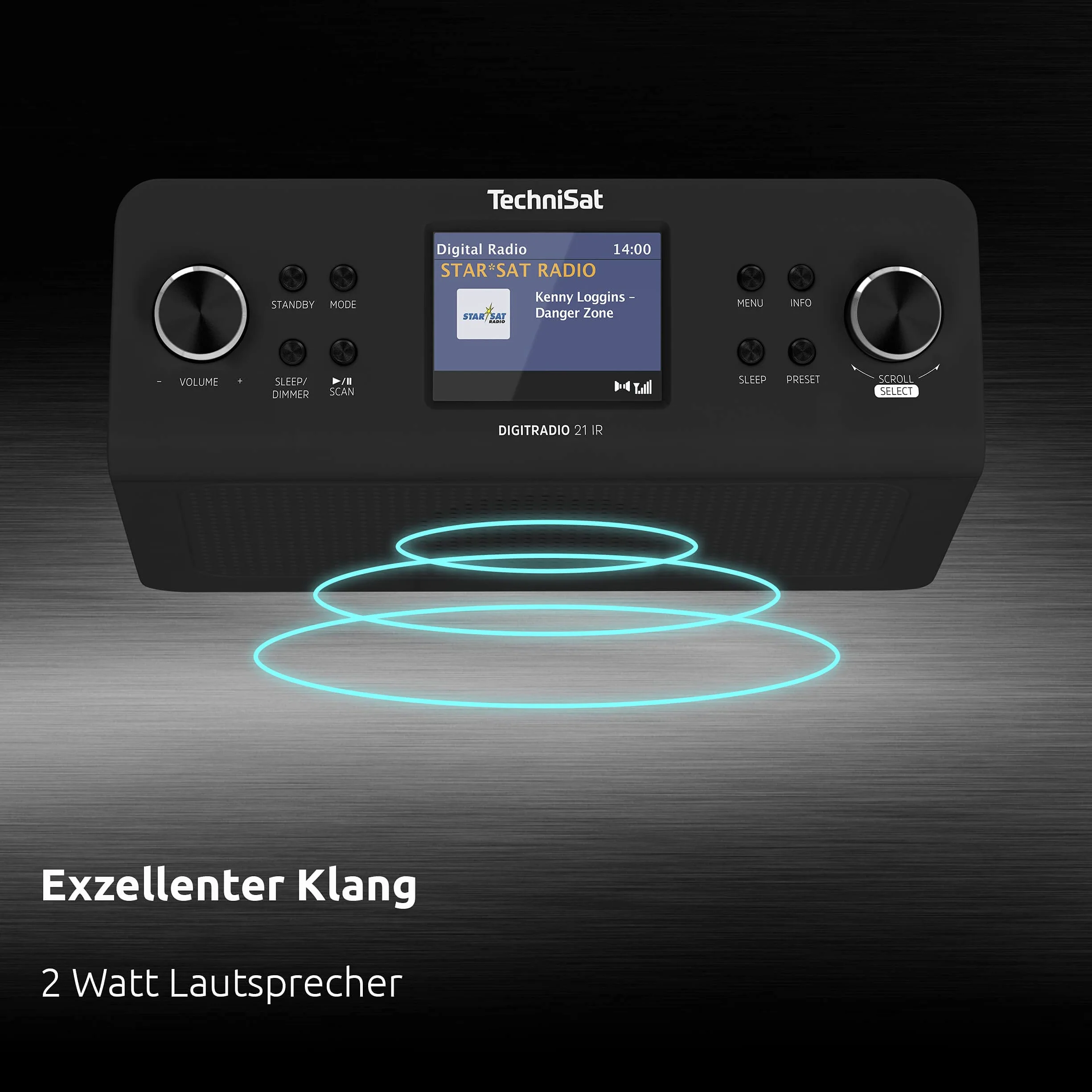 Technisat Digitradio 21 Ir Dab+/ Fm/Internet 0000/3965 Podblatowe Radio Kuchenne, Czarny, 22.5 x 15.1 x 7.2 cm