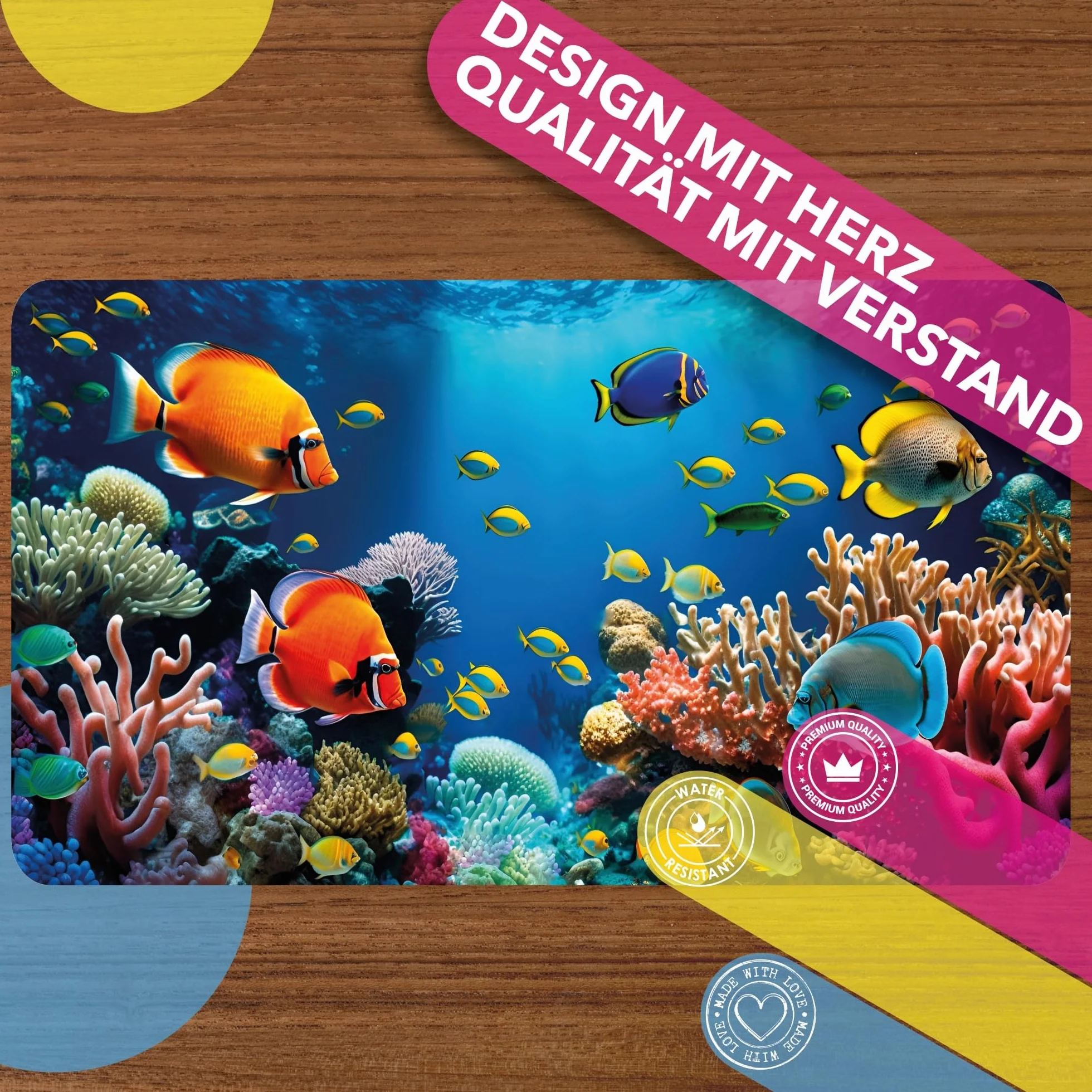 Lineo® Podkładka na Biurko dla Dzieci Wodoodporna Mata Ochronna Podkładka na Biurko Deskpad Mata na Biurko Dziecięce (Akwarium (70x40 cm))