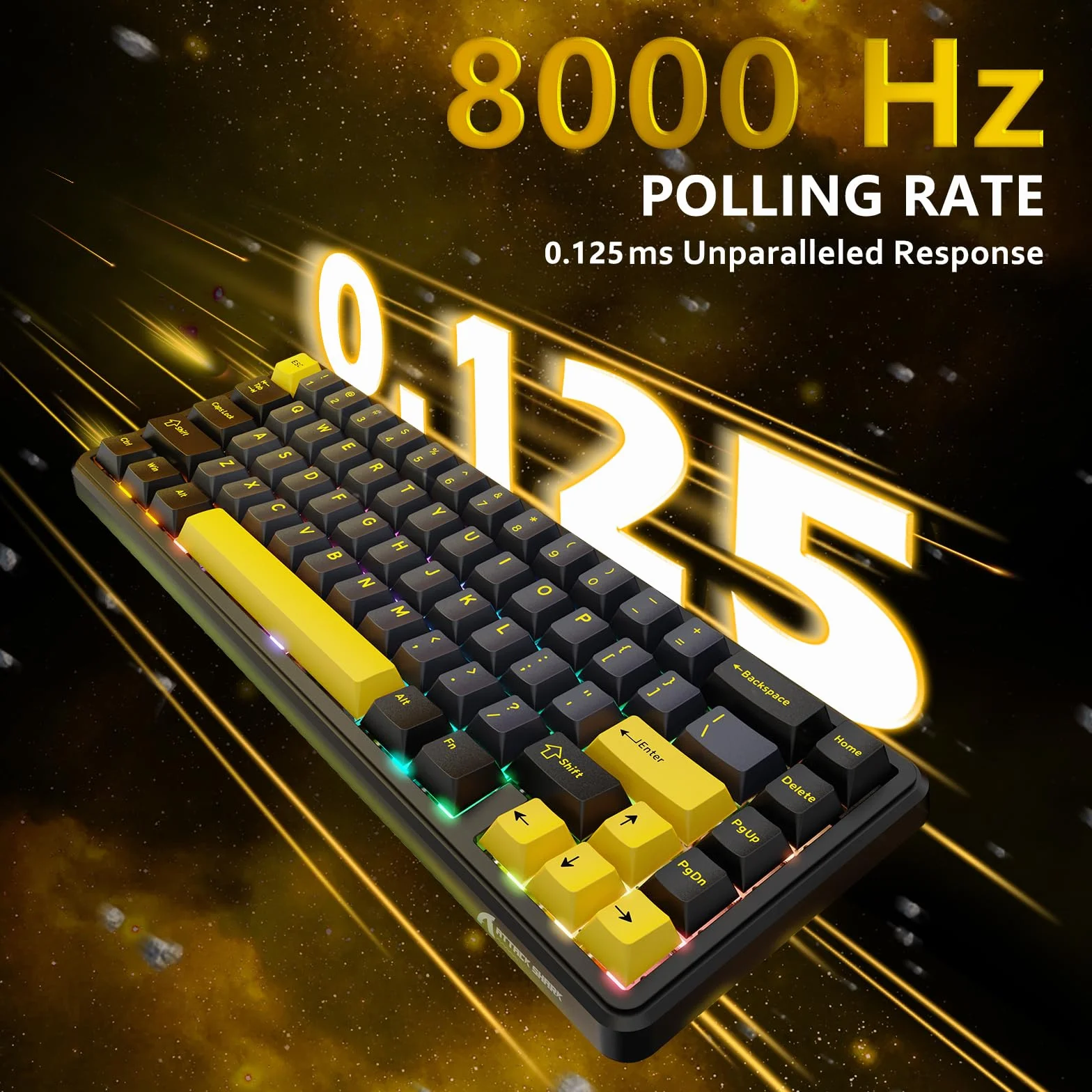 ATTACK SHARK X65 HE Magnetyczna Przełącznik Szybki Spust Klawiatura Gamingowa 65% Przewodowa 8000 Hz Czarna
