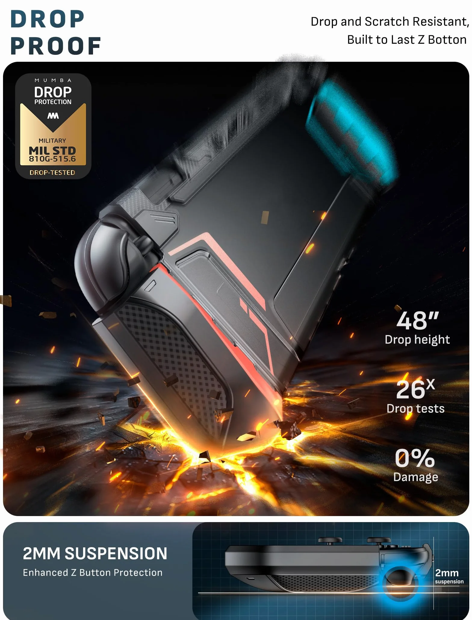 Mumba Etui Dockable do Nintendo Switch 2 (2025) - [Blade Series] Pokrowiec TPU z uchwytem - Akcesoria kompatybilne z Switch 2 (2025) (Niebieski/Czerwony)