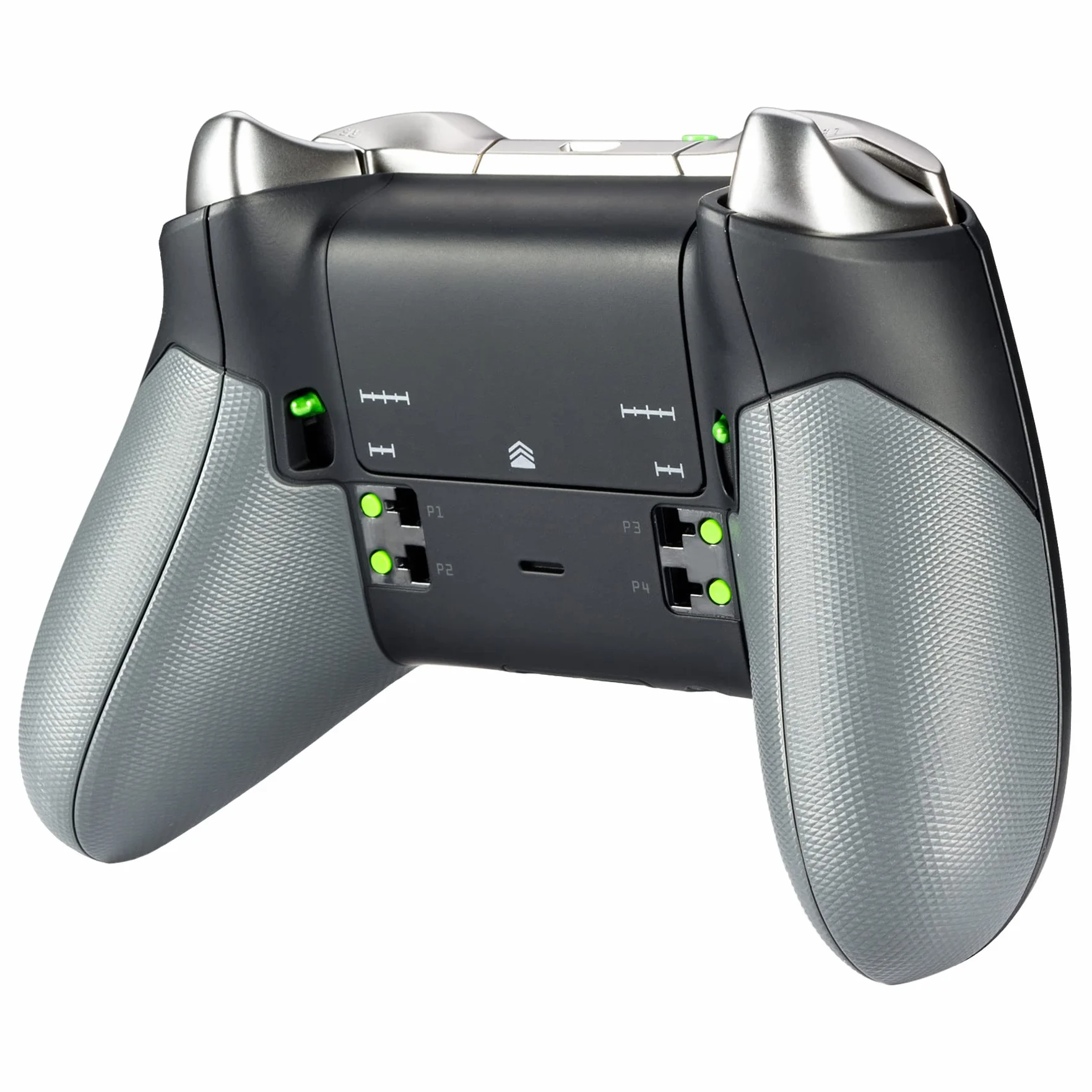 eXtremeRate Gumowane szyny prawe po lewej stronie, zamienne uchwyty z tylnym uchwytem, zestawy tylnych paneli czołowych do kontrolera Xbox One Elite (model 1698)