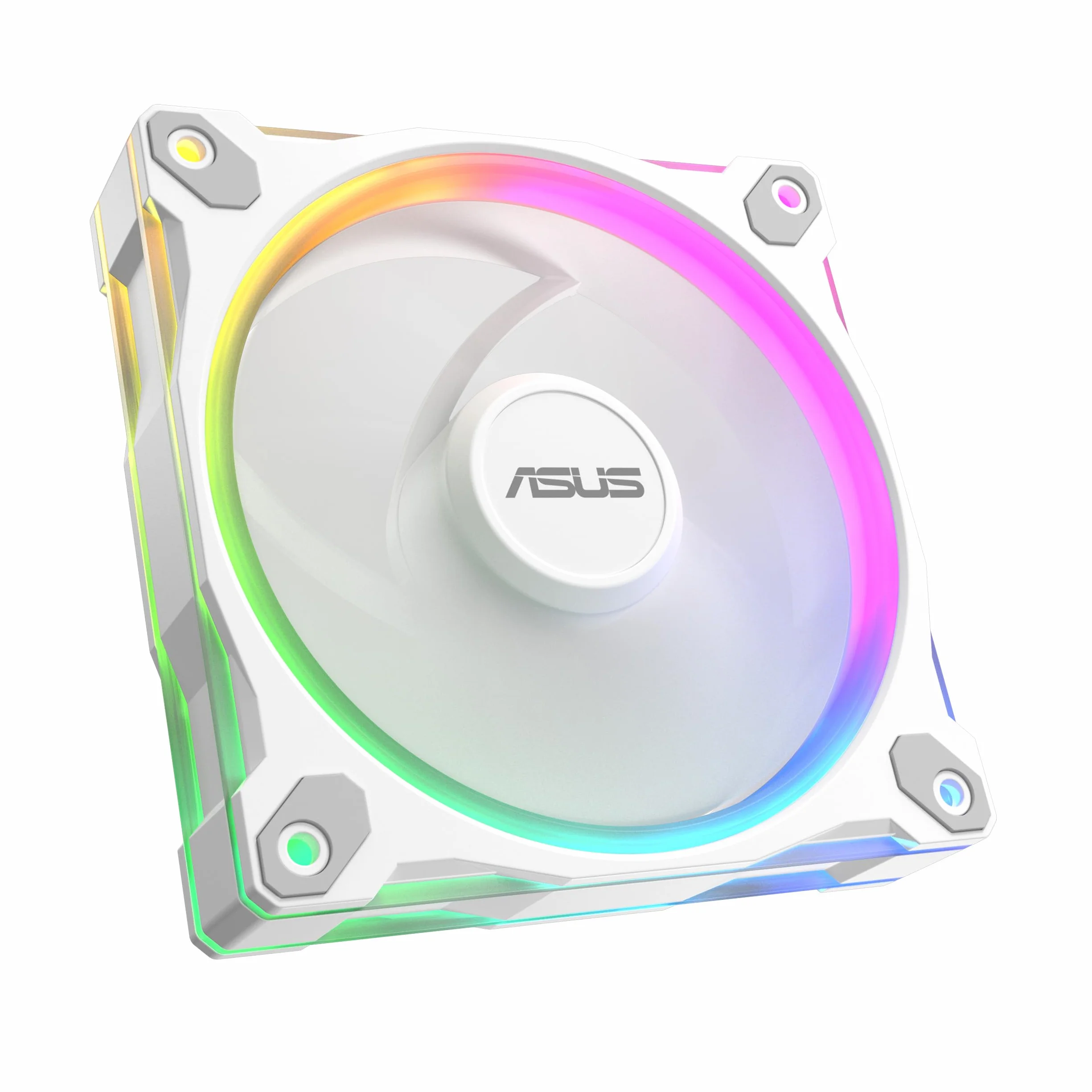ASUS Prime MR120 ARGB Single Pack White Edition, wentylator PWM 120 mm, 20 LED ARGB, prędkość wentylatora 1600 obr./min, przepływ powietrza 58 CFM, grubość ramy 28 mm, Aura Sync