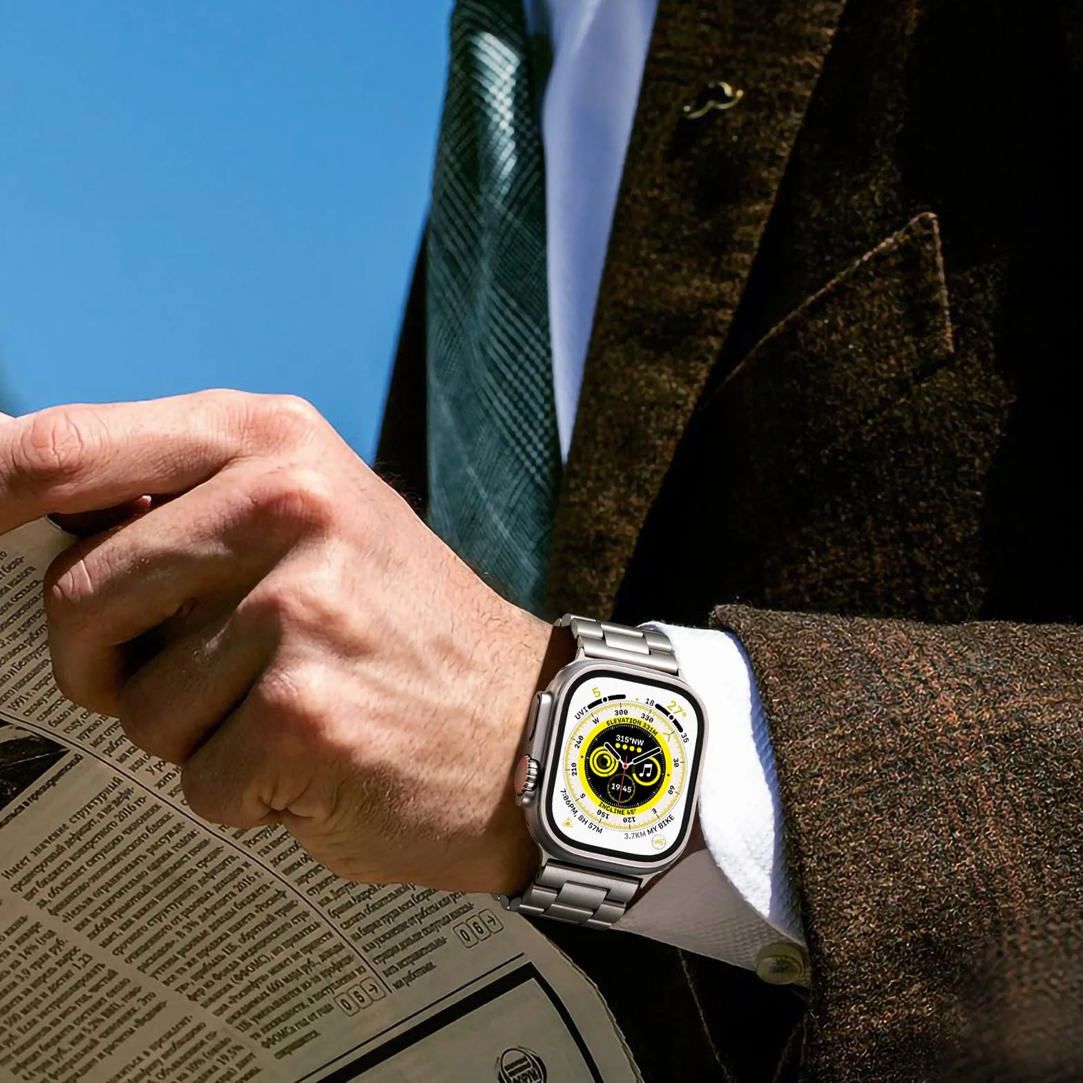 Netolo Metalowy pasek do zegarka Apple Watch 49 mm, 45 mm, 44 mm, 42 mm, 41 mm, 40 mm, 38 mm, pasek ze stali nierdzewnej, kompatybilny z Apple Watch SE SE 2 / iWatch serii 9, 8, 7, 6, 5, 4, 3, 2, 1