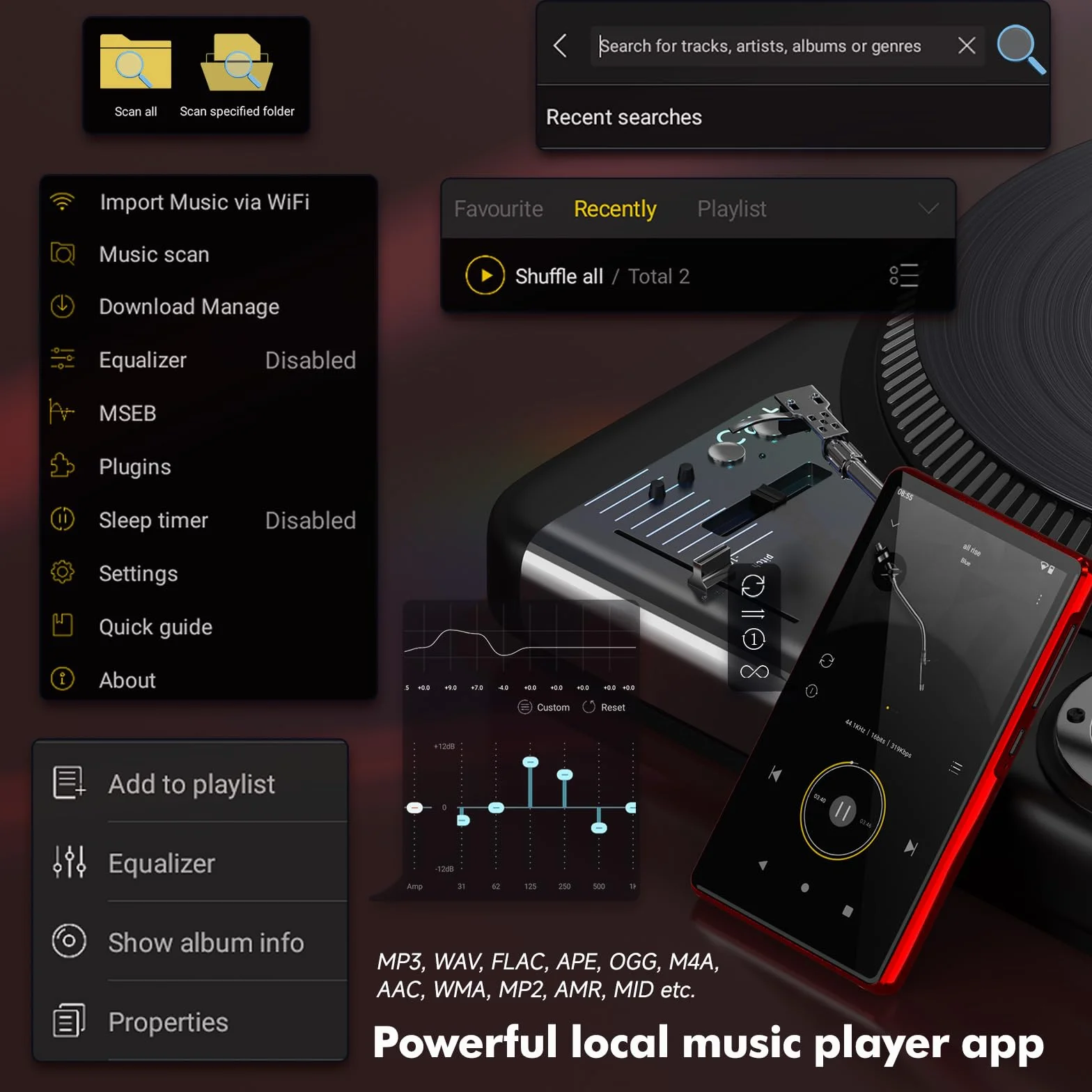 163GB Odtwarzacz MP3 Spotify z Bluetooth, 4.5-calowy ekran dotykowy MP4 z WiFi, 2000mAh przenośny głośnik stereo HiFi, Amazon Music, odtwarzacz muzyki Android do strumieniowego przesyłania dla dzieci