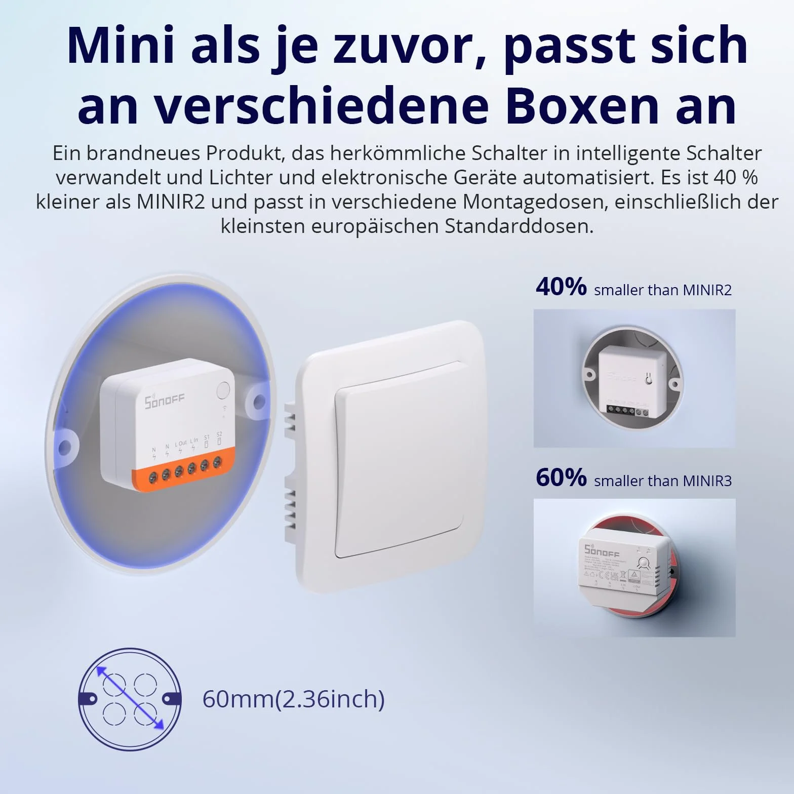 SONOFF MINIR4 10A Smart WiFi Extreme Bezprzewodowy Włącznik Światła, Uniwersalny moduł DIY do inteligentnego domu, działa z Amazon Alexa i Google Home Assistant, nie wymaga huba, 1 sztuka.