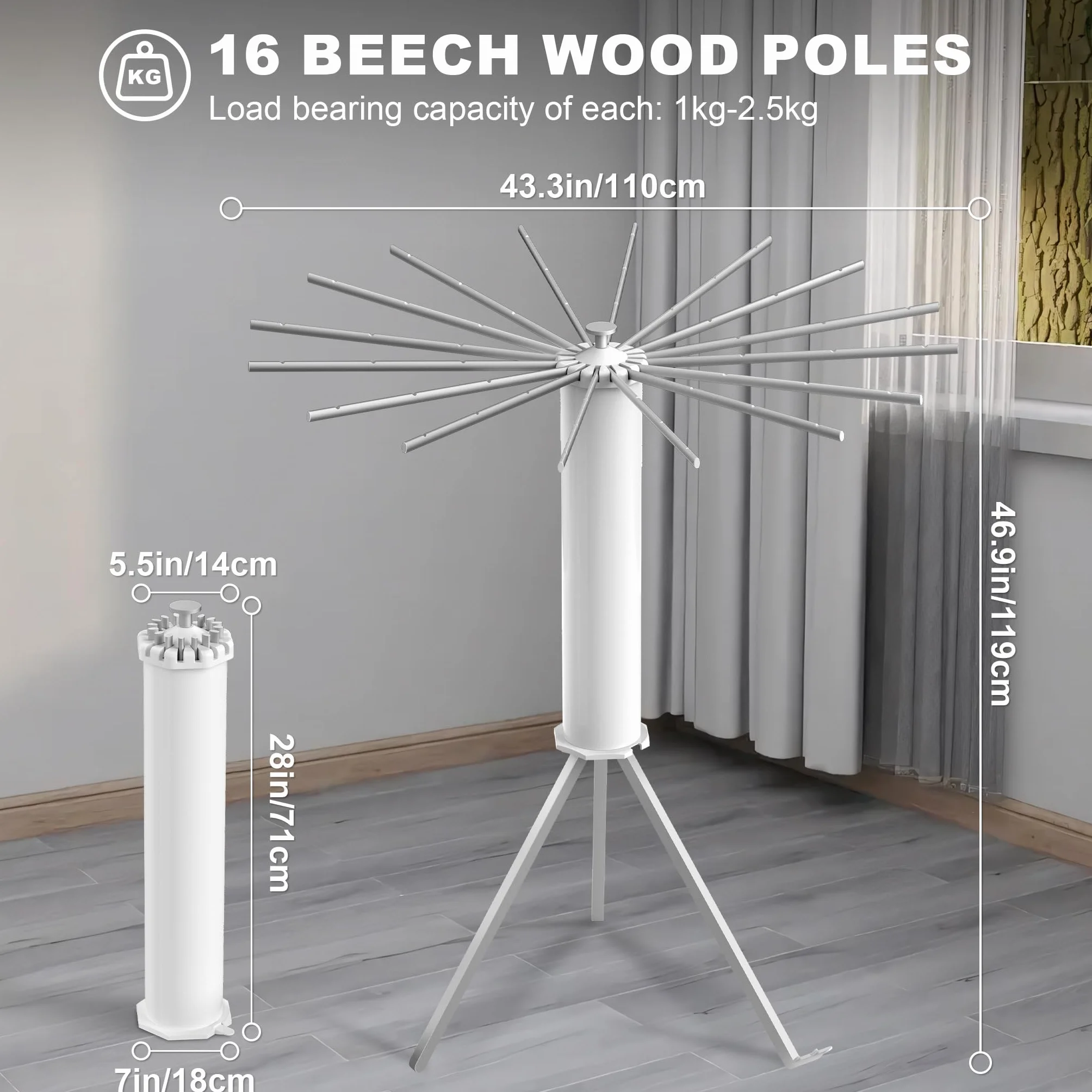 Składana aluminiowa suszarka na pranie 119 x 110 cm do użytku wewnątrz