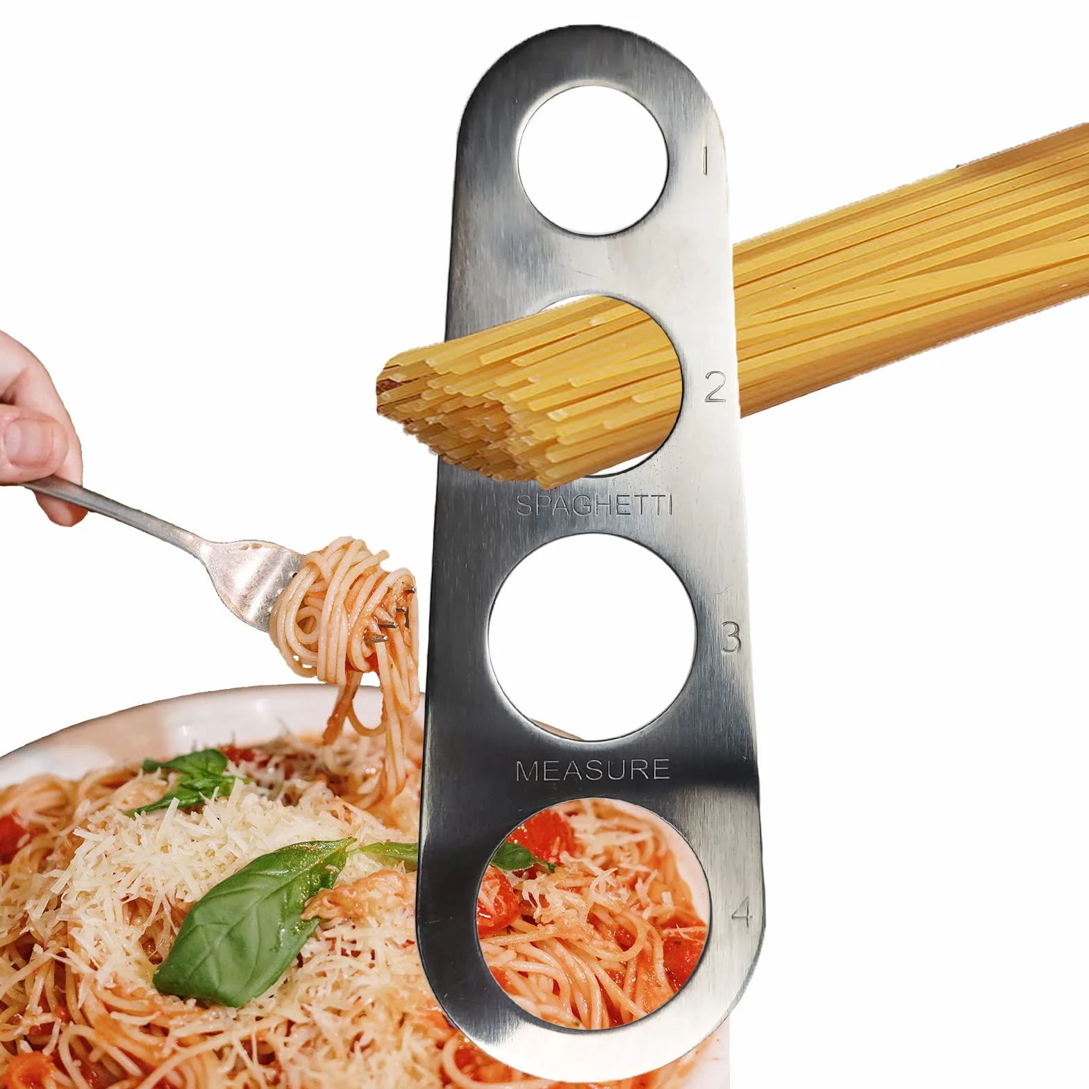 ZoeTekway Miernik do spaghetti ze stali nierdzewnej 4 otwory pomiarowe