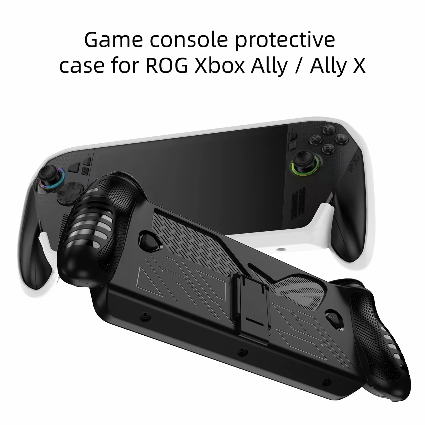 Etui ochronne do ROG Xbox Ally/Xbox Ally X, odporne na wstrząsy, antypoślizgowe, pełna ochrona, pokrowiec, powłoka TPU z podpórką, ręczne akcesoria do gier (czarne)