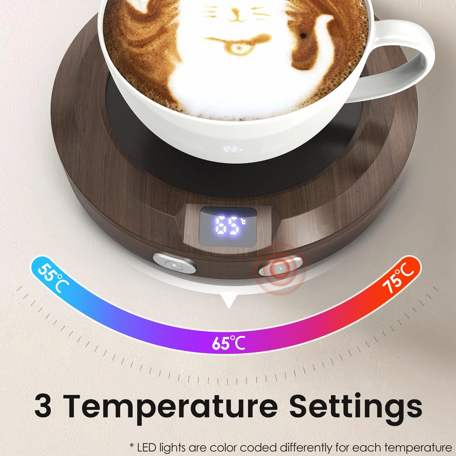 Accwork Mini podgrzewacz do kawy, elektryczny podgrzewacz do filiżanek z 3 ustawieniami temperatury, automatyczne wyłączanie